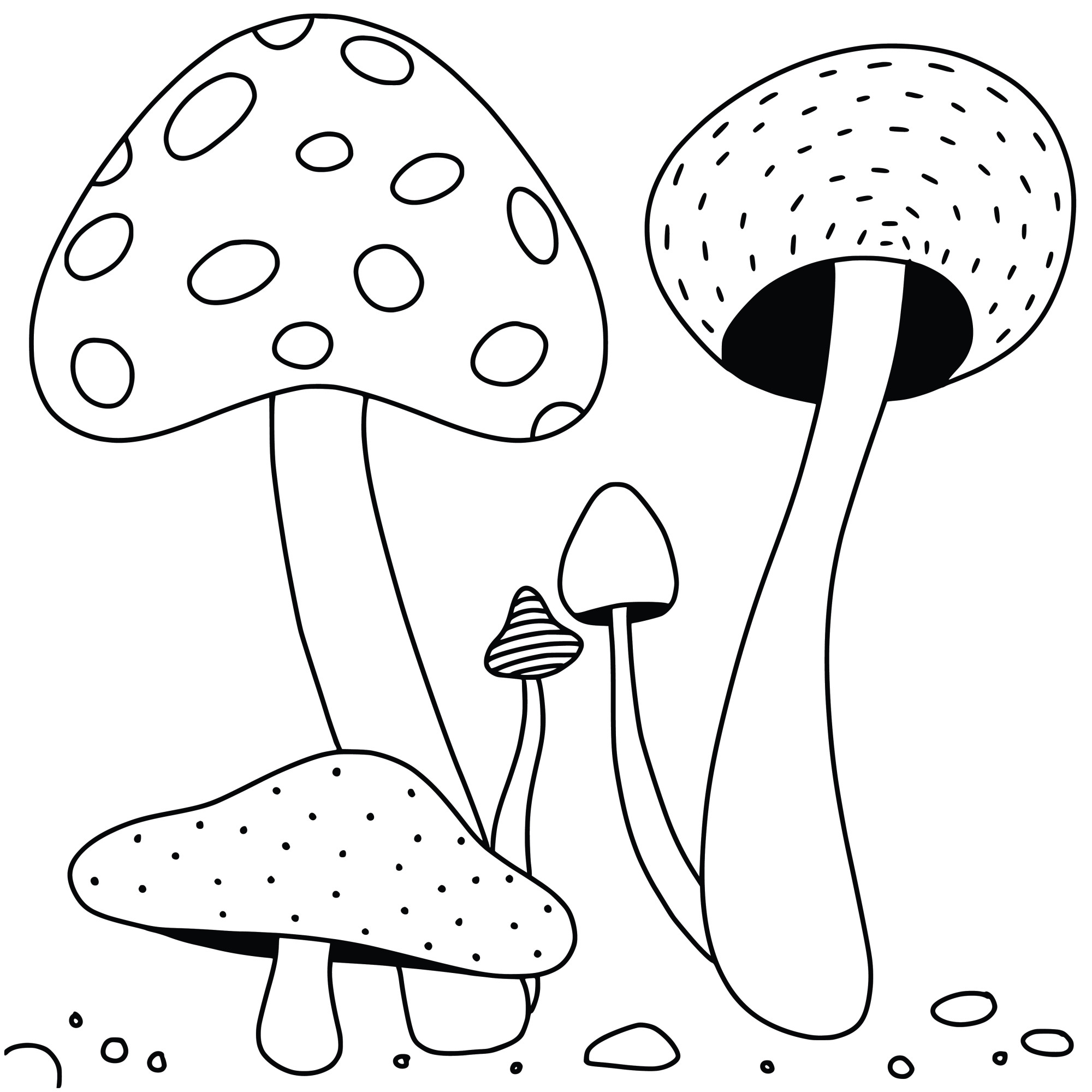 Раскраска для детей: коллекция мультяшных грибов