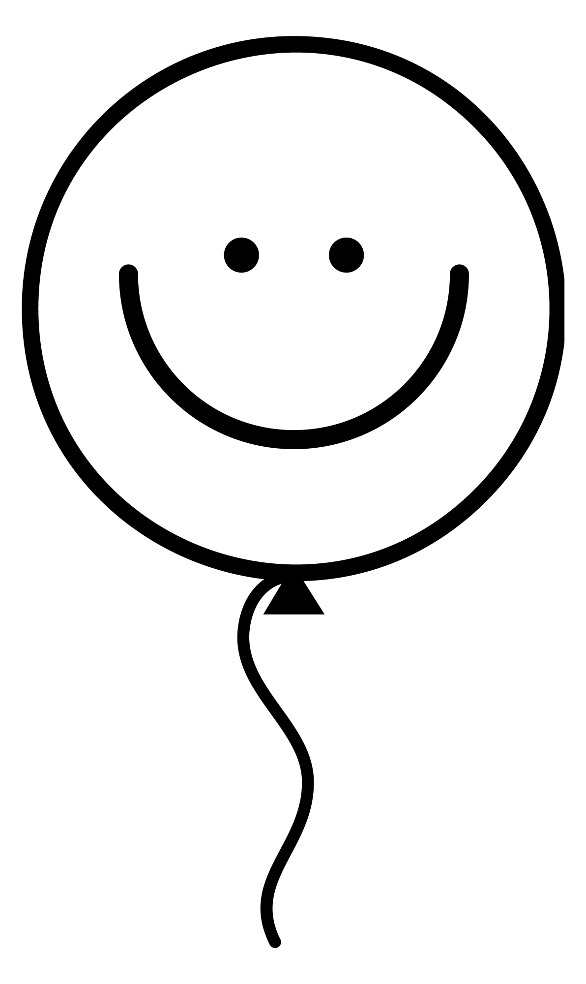 Раскраска для детей: смайлик воздушный шар с улыбкой