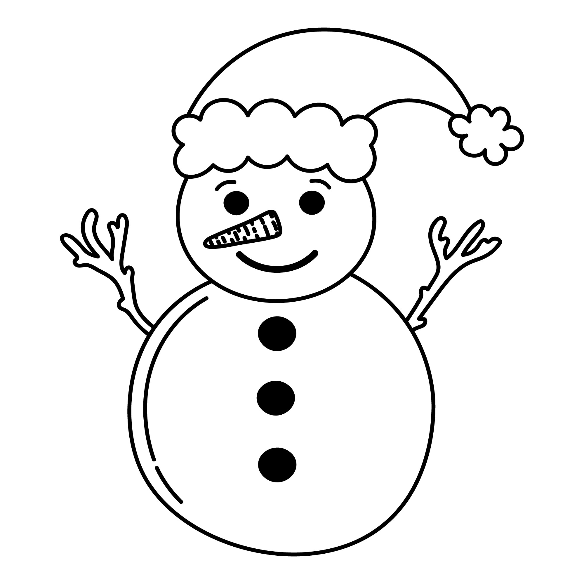 Раскраска для детей: забавный снеговик с чепчиком