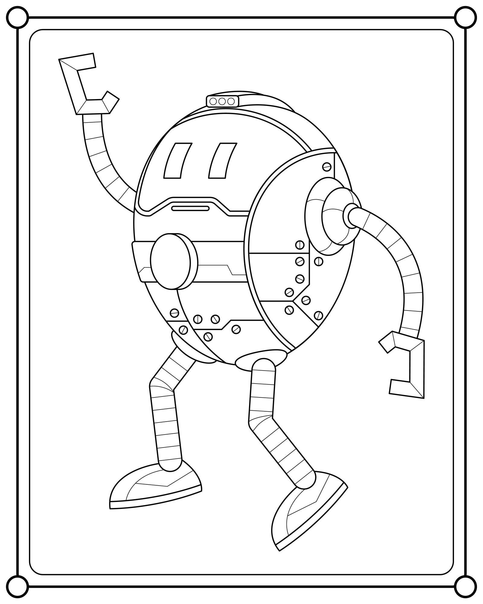 Раскраска для детей: симпатичный робот «Астероид»