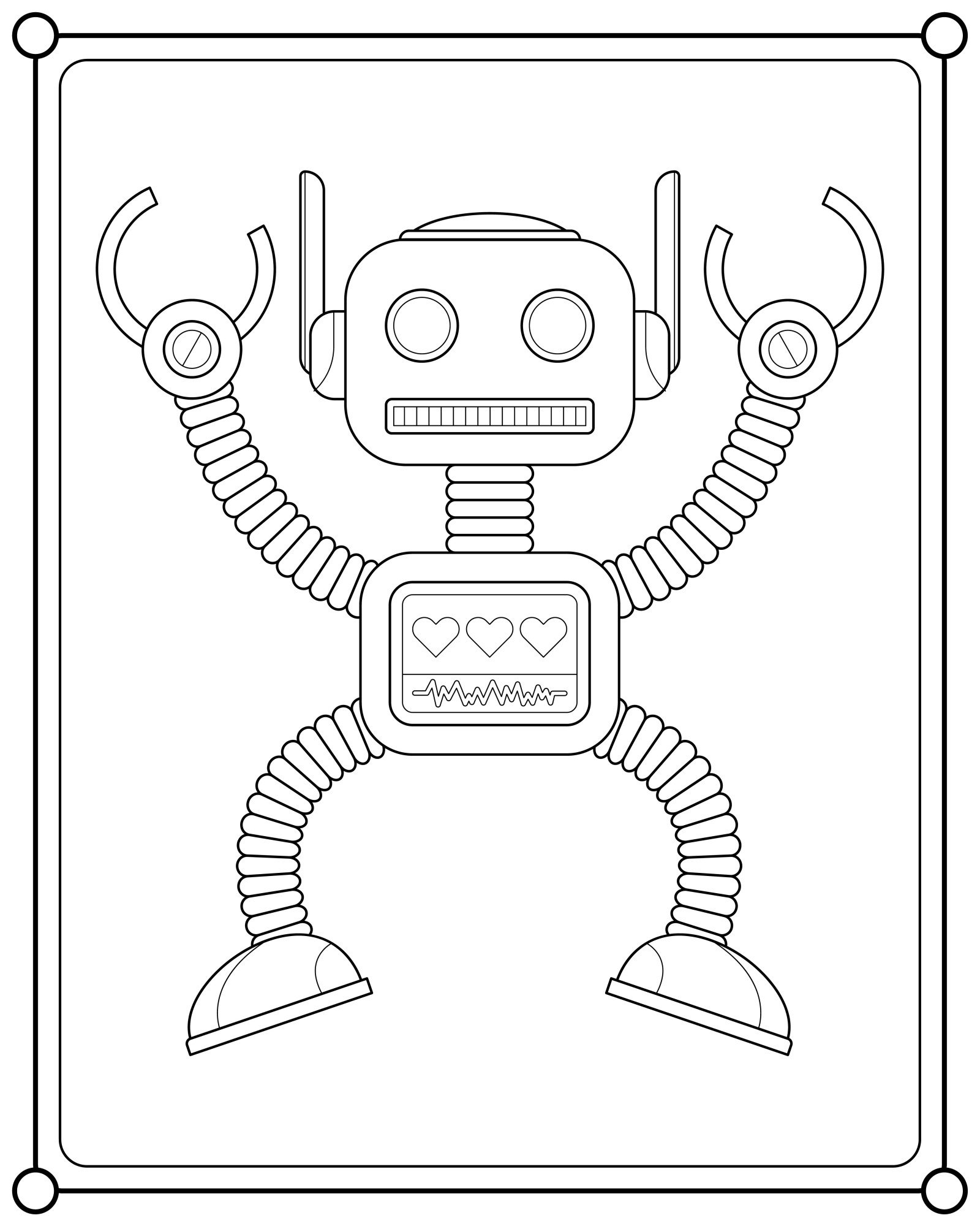 Раскраска для детей: симпатичный робот обезьянка