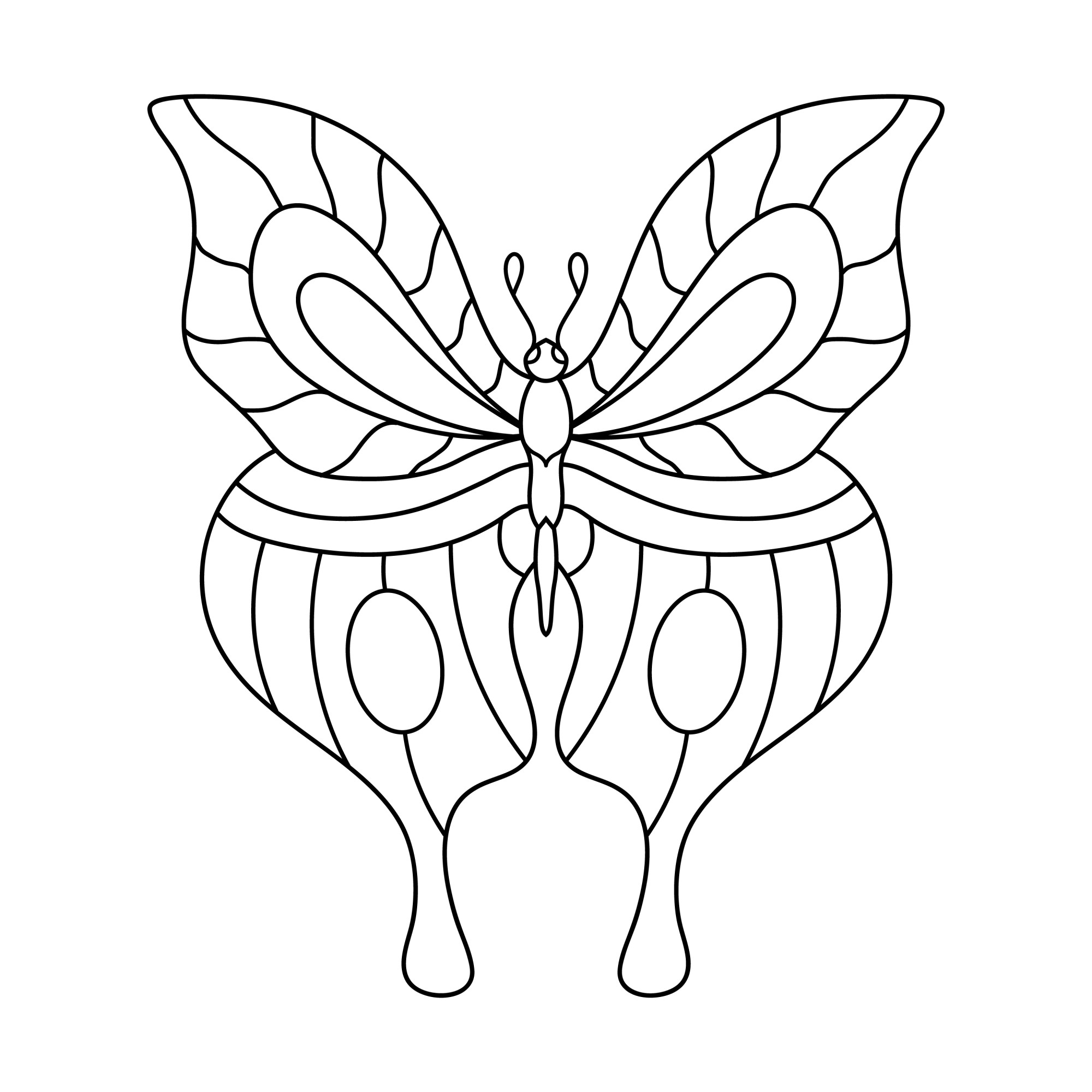 Раскраска для детей: бабочка с длинными крыльями