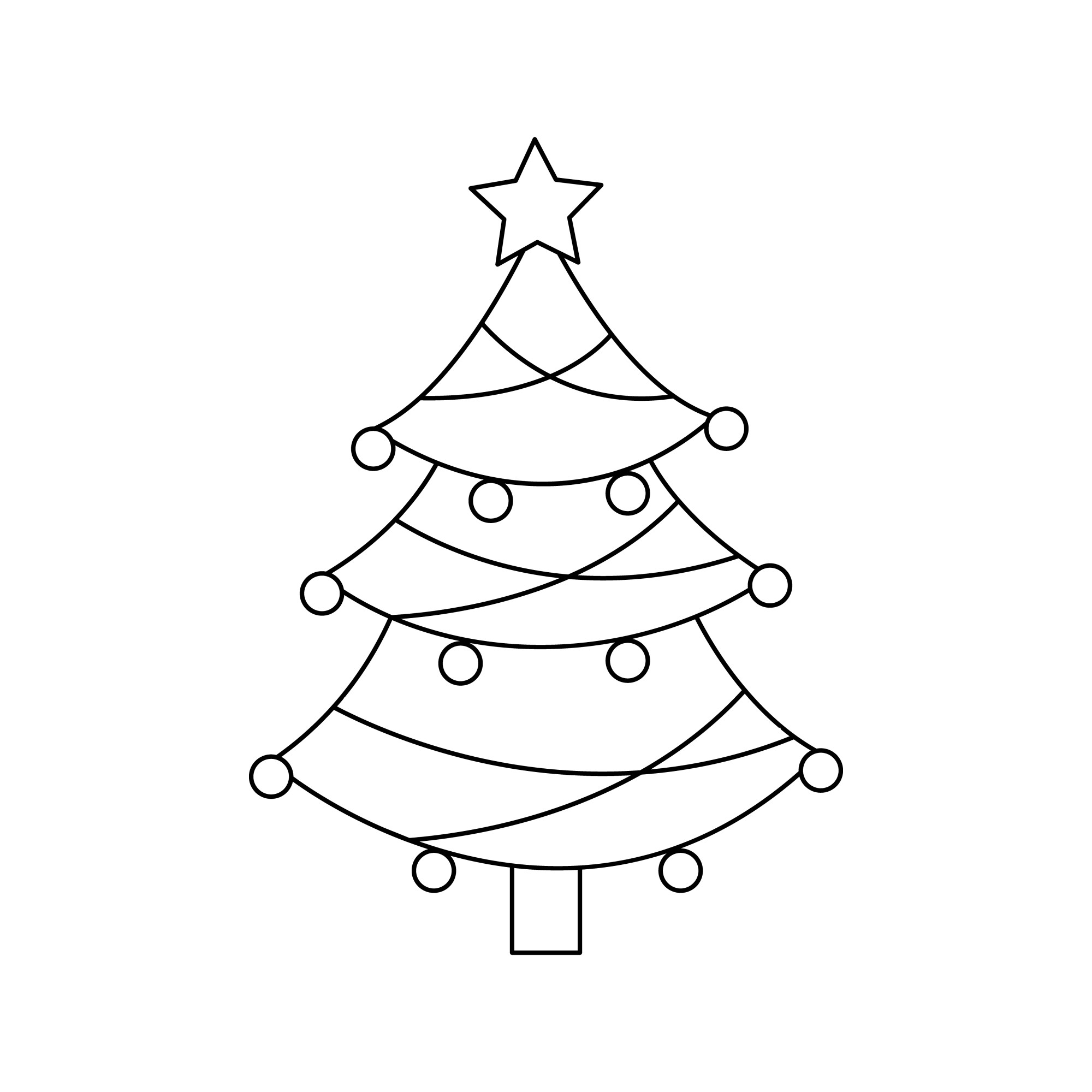 Раскраска для детей: новогодняя ёлка со звездой «Радость праздника»