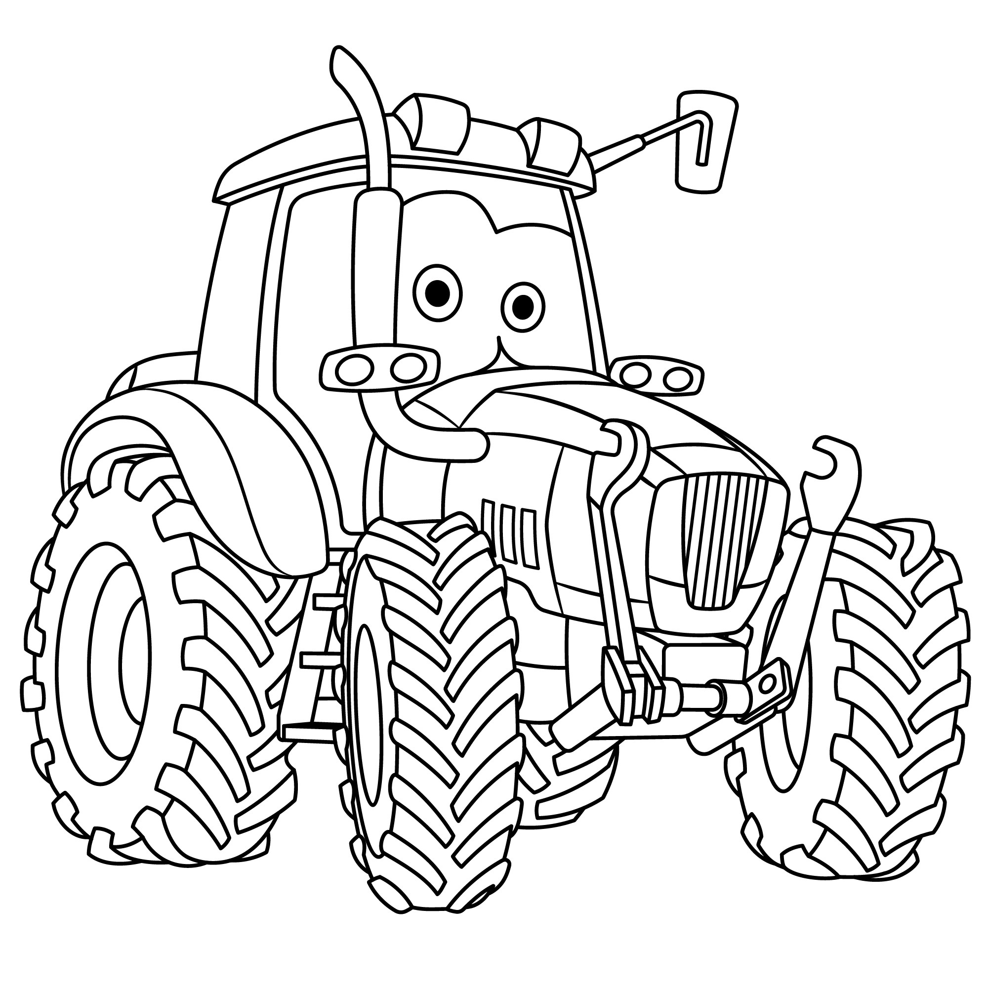 Раскраска для детей: трактор беларусь с глазами