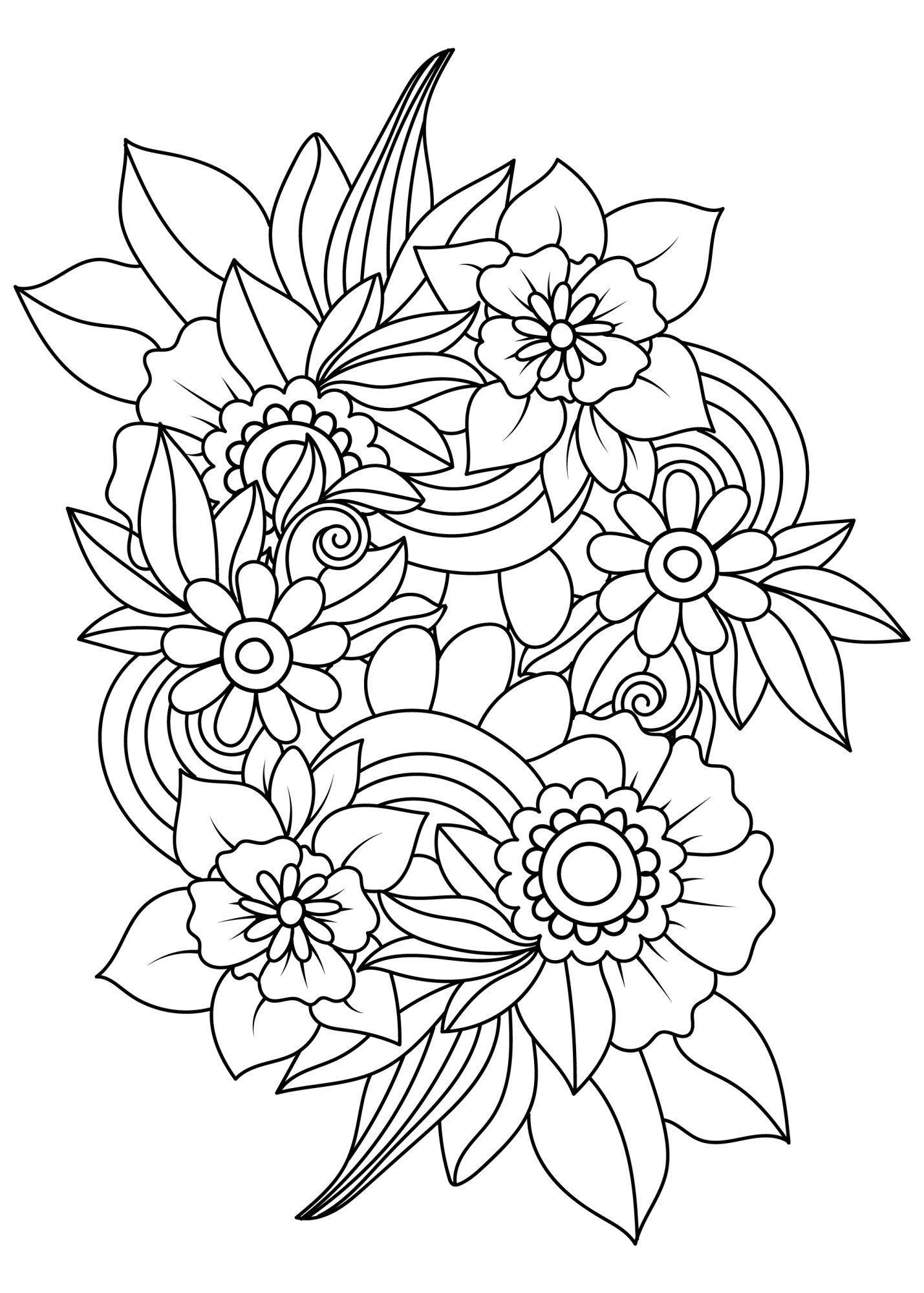 Раскраска для детей: цветы каракули