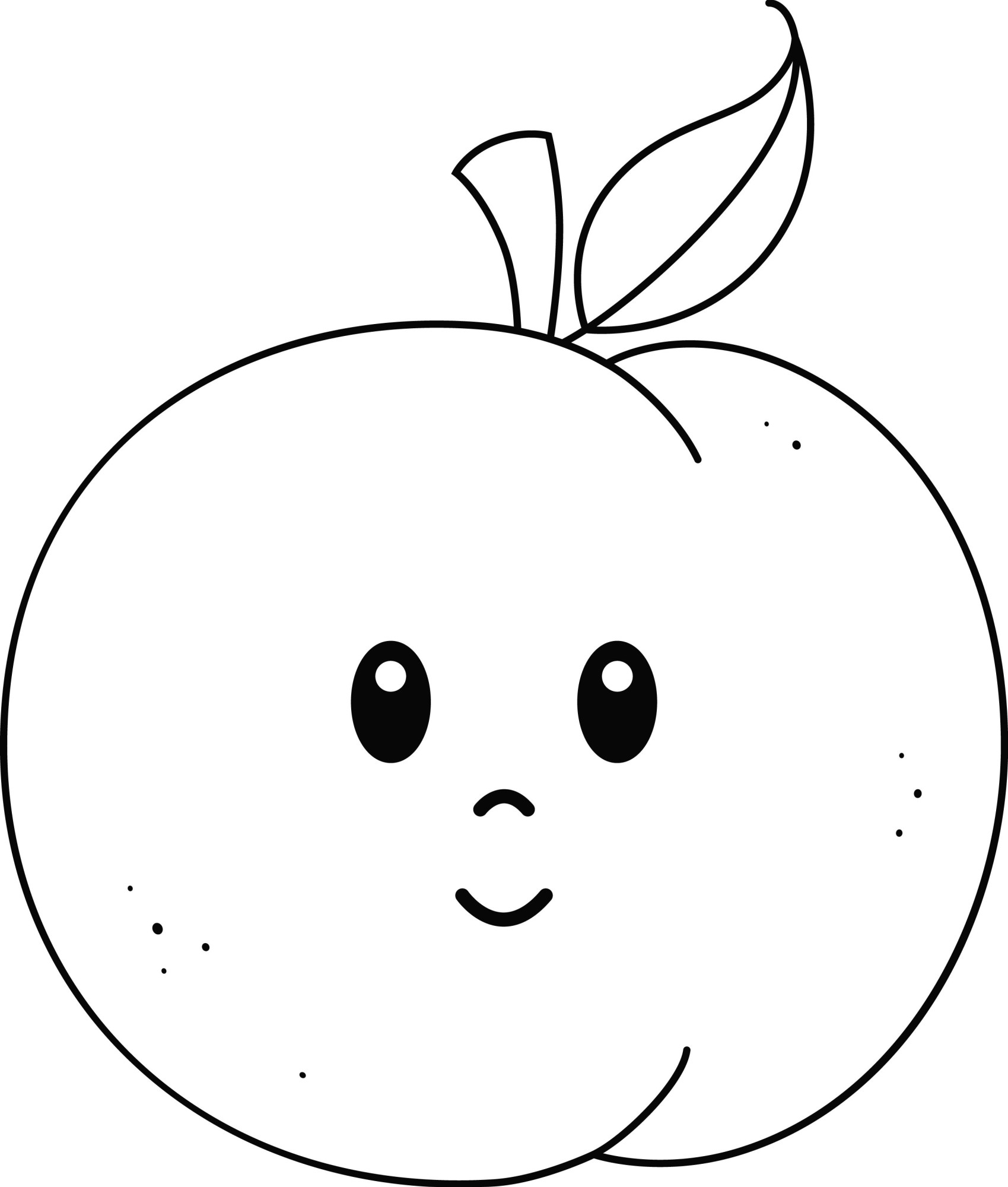 Раскраска для детей: сказочный персик с лицом