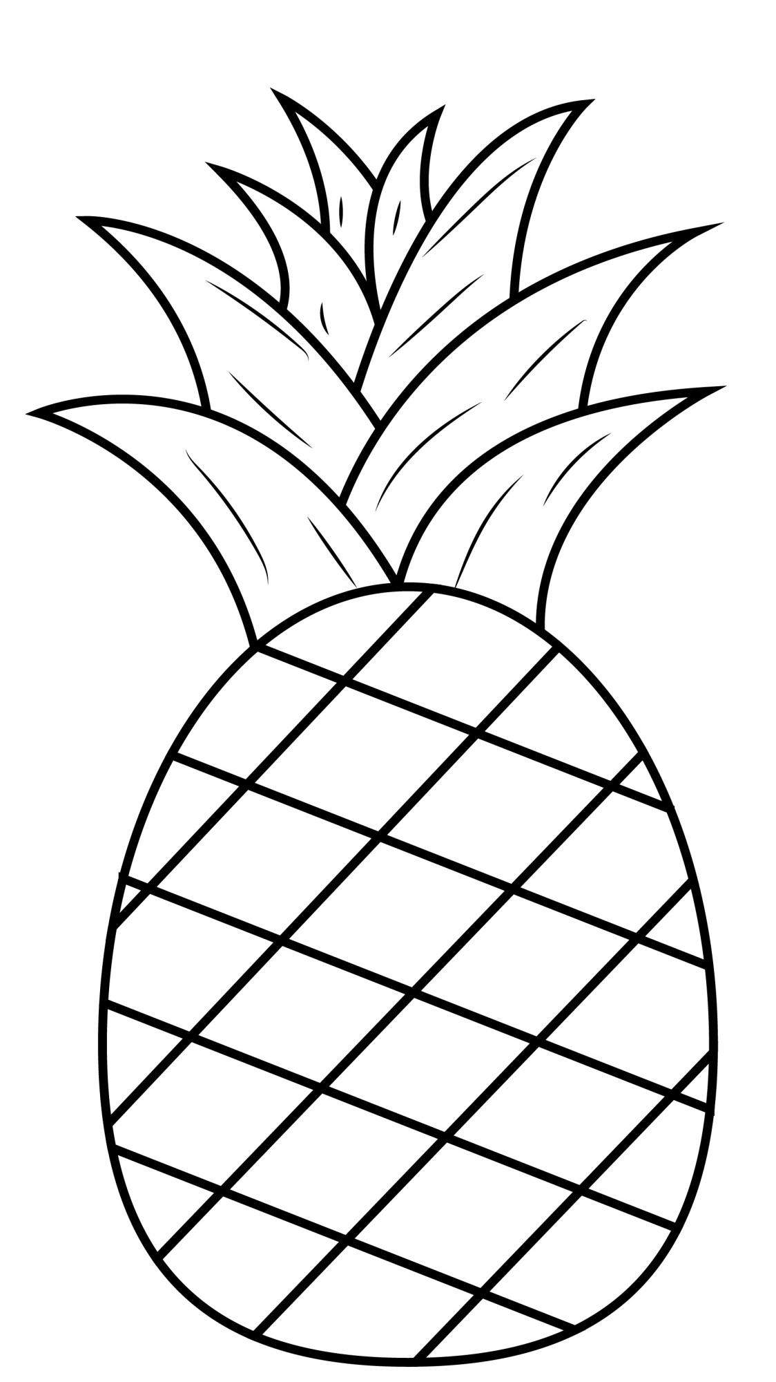 Раскраска для детей: сочный ананас тропический фрукт