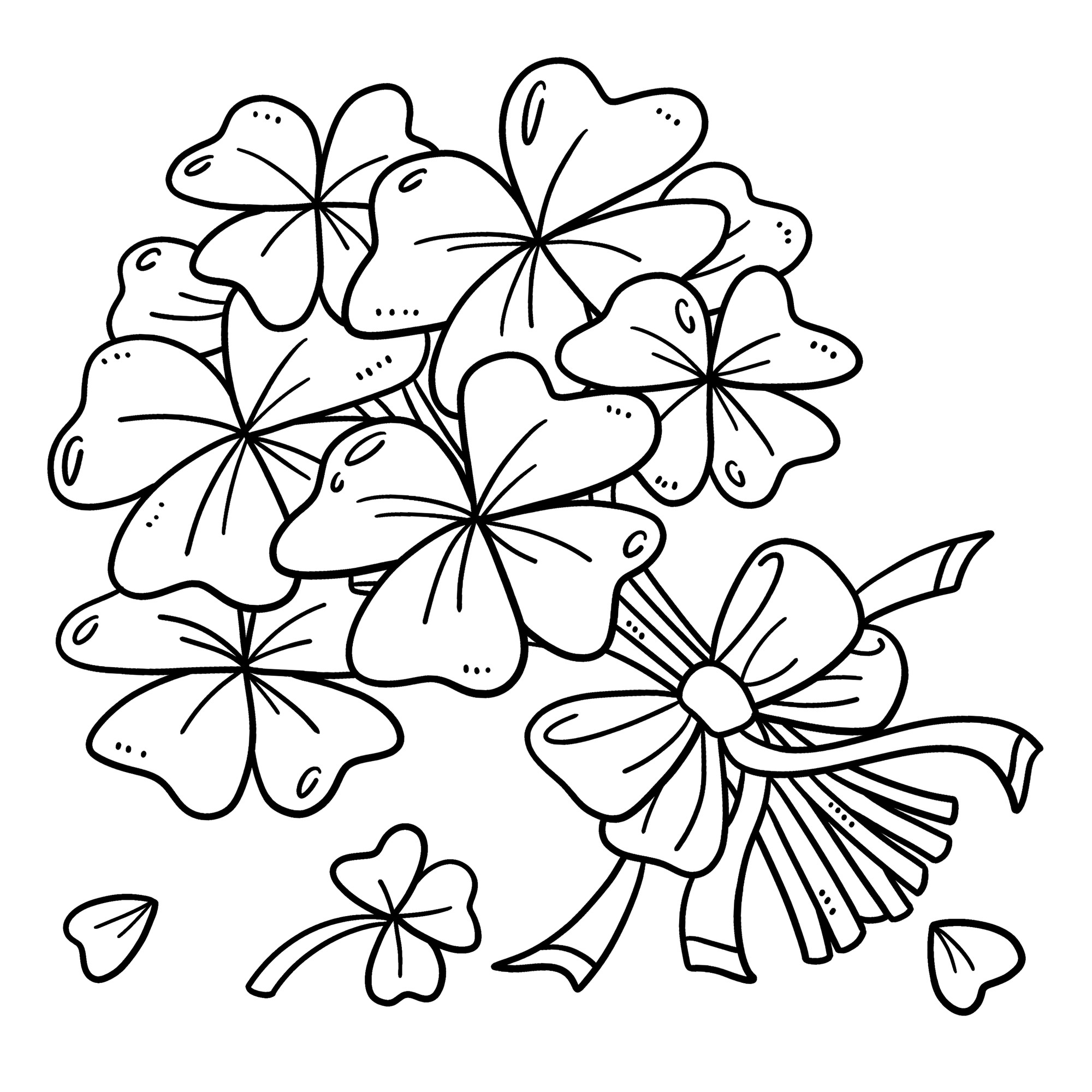 Раскраска для детей: букет цветов трилистника