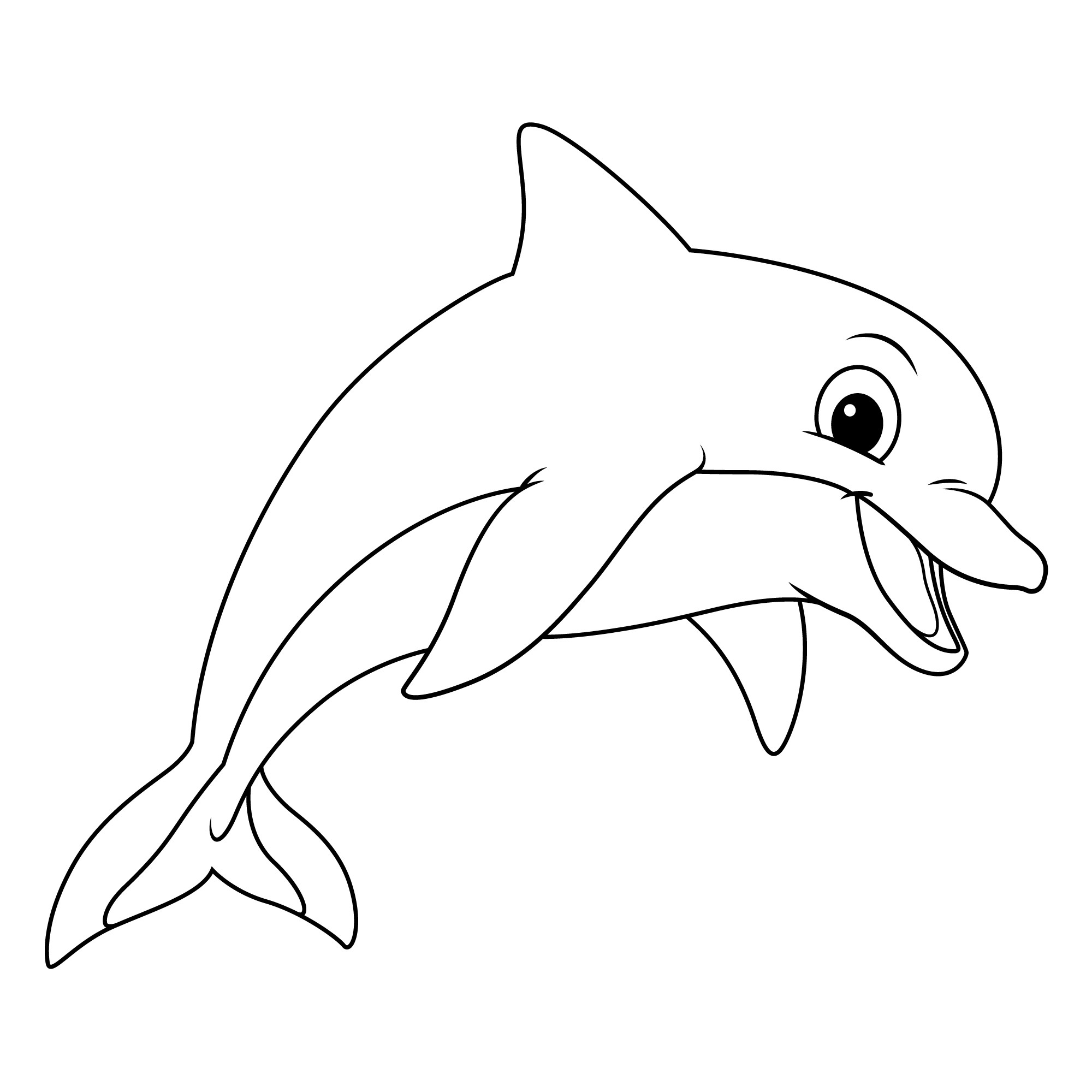 Раскраска для детей: маленький дельфин
