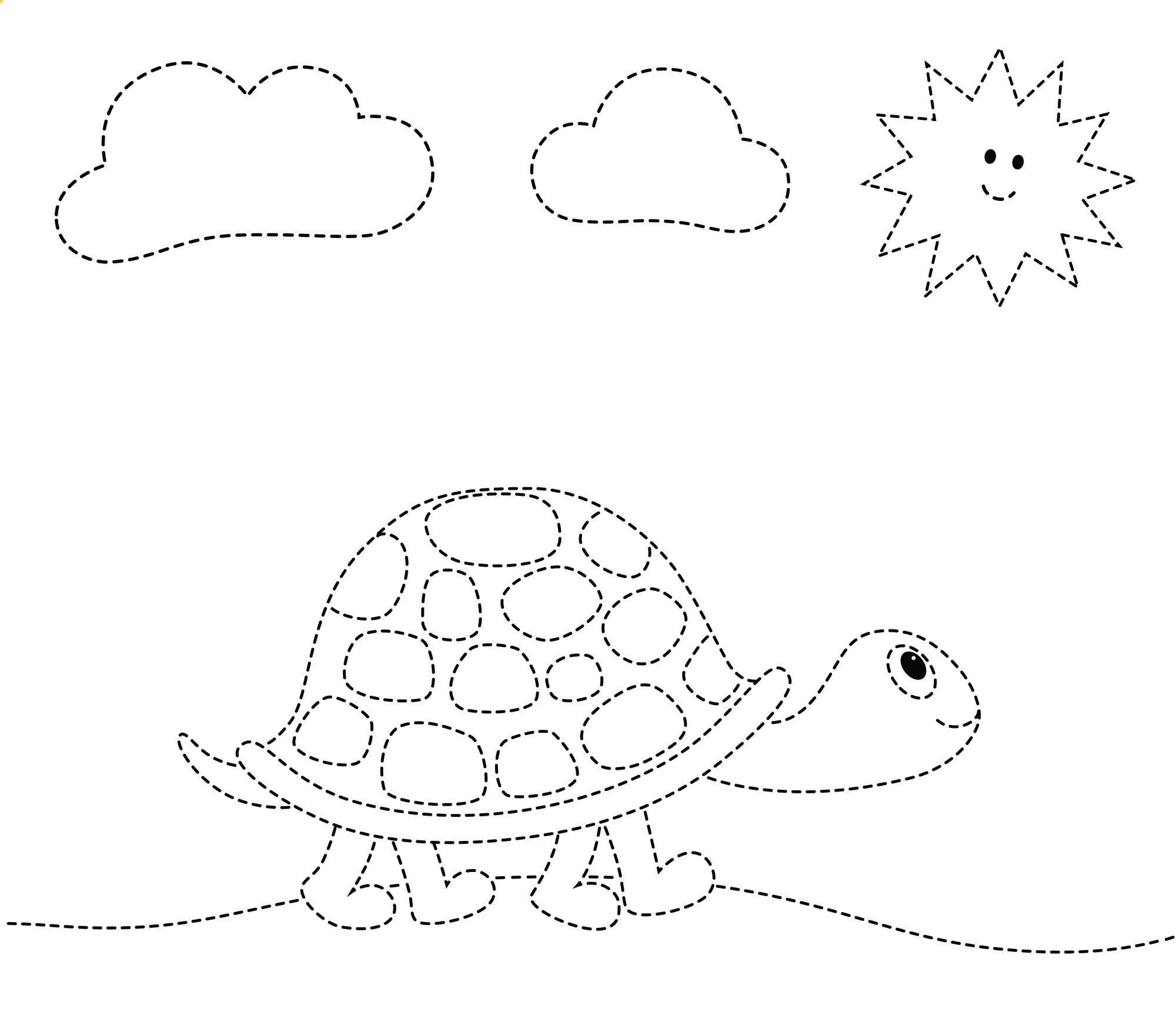 Раскраска для детей: черепаха по точкам
