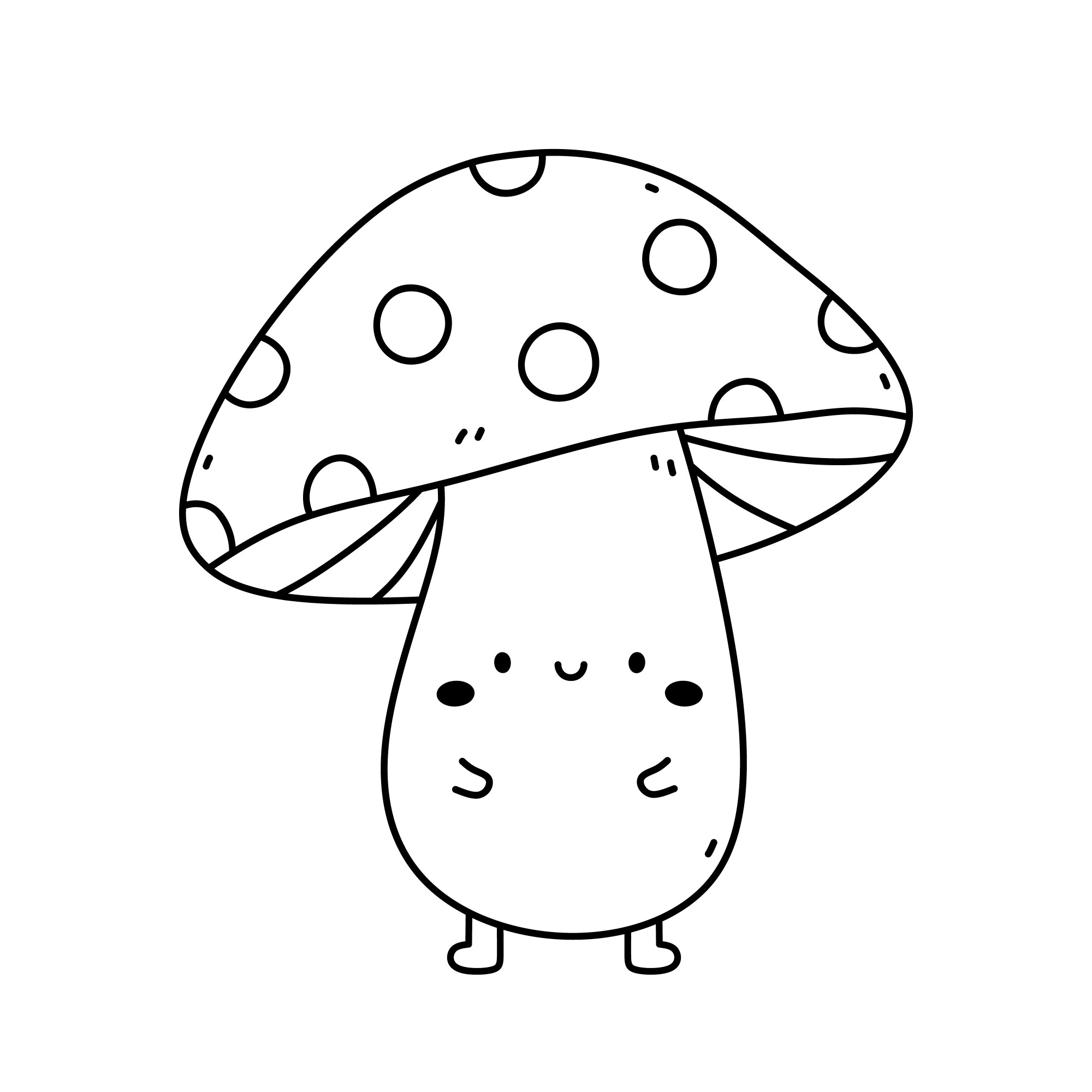 Раскраска для детей: веселый гриб