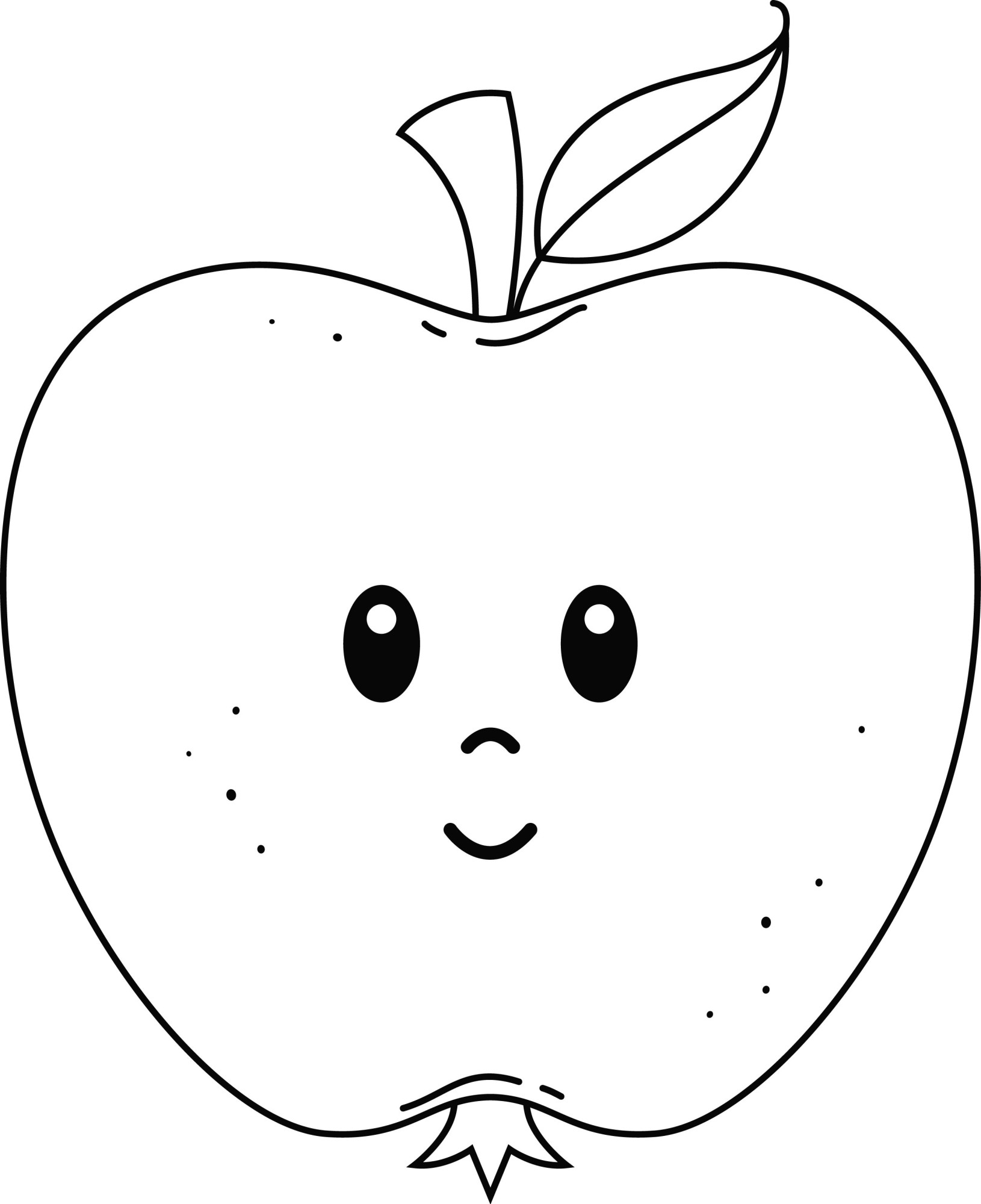 Раскраска для детей: сказочное яблоко с лицом