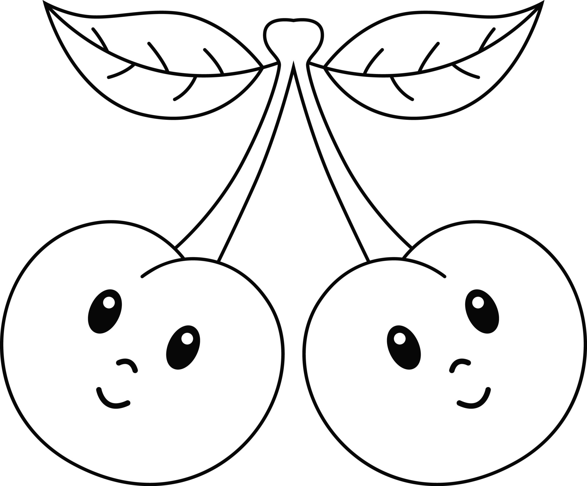 Раскраска для детей: две сказочные ягодки вишни