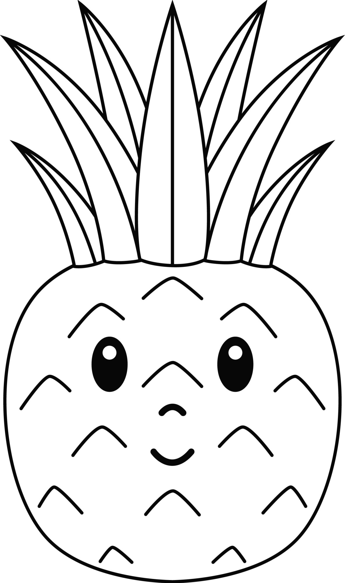 Раскраска для детей: сказочный ананас с глазами