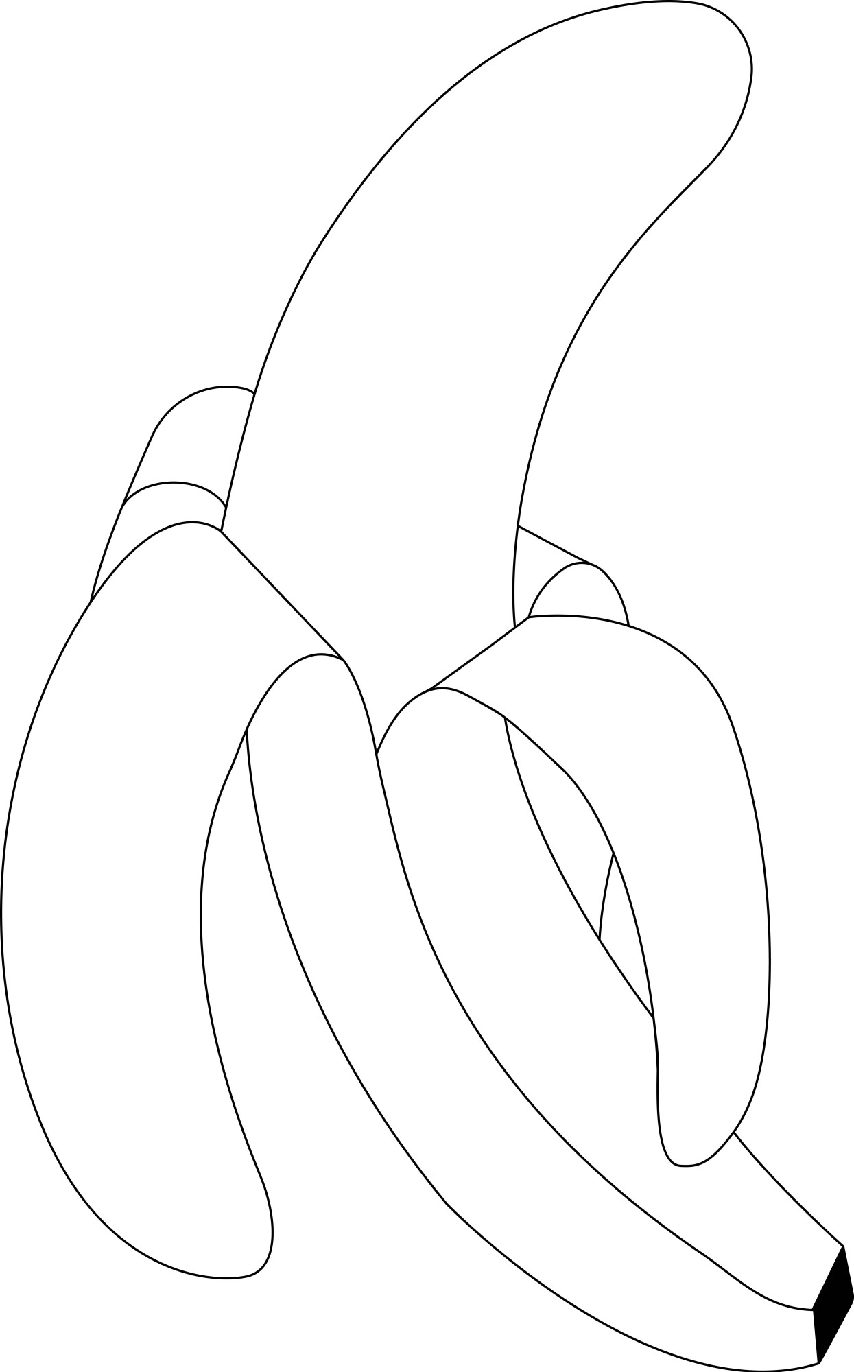 Раскраска для детей: вкусный банан с кожурой