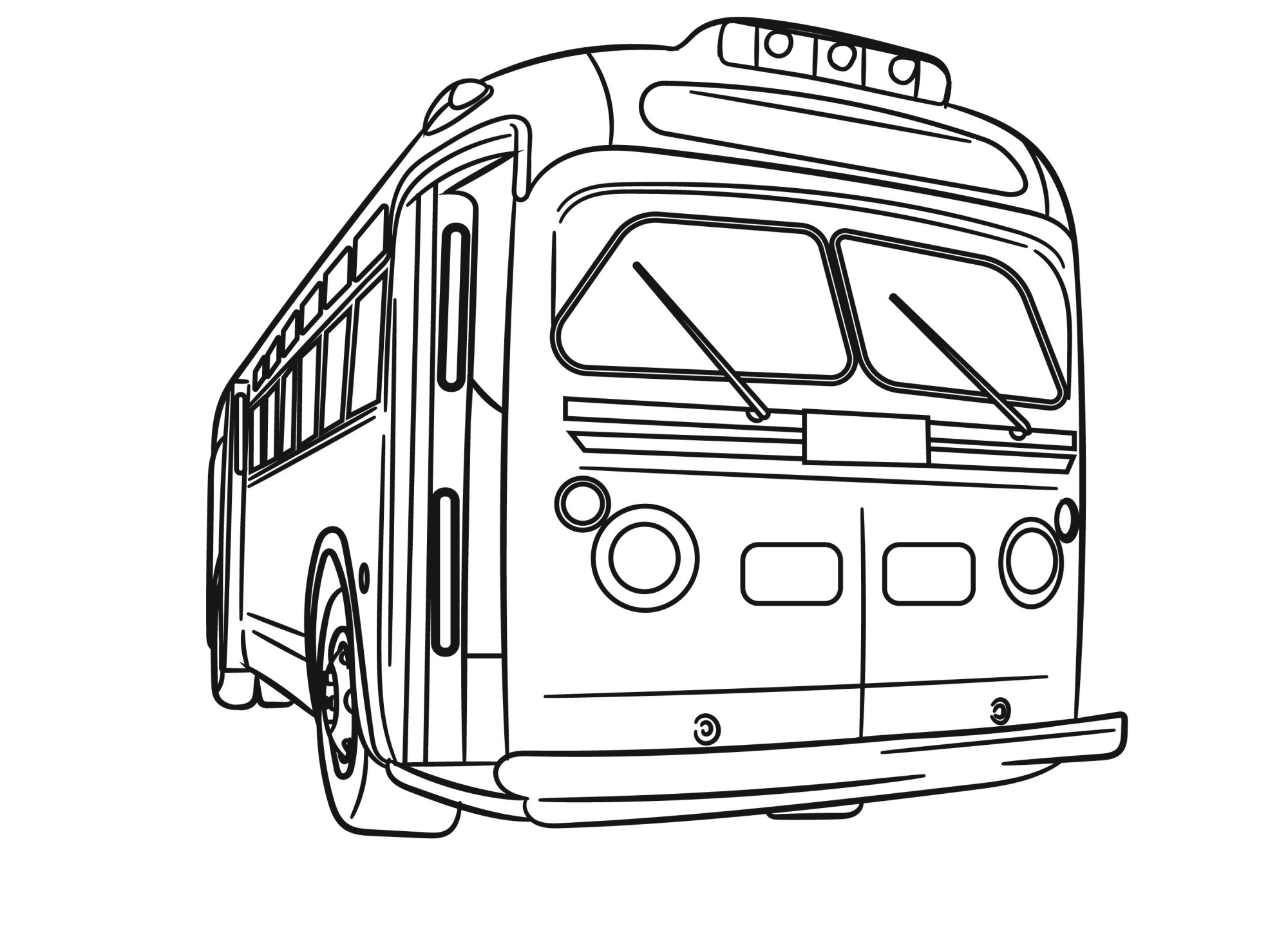 Раскраска для детей: большой автобус с дворниками