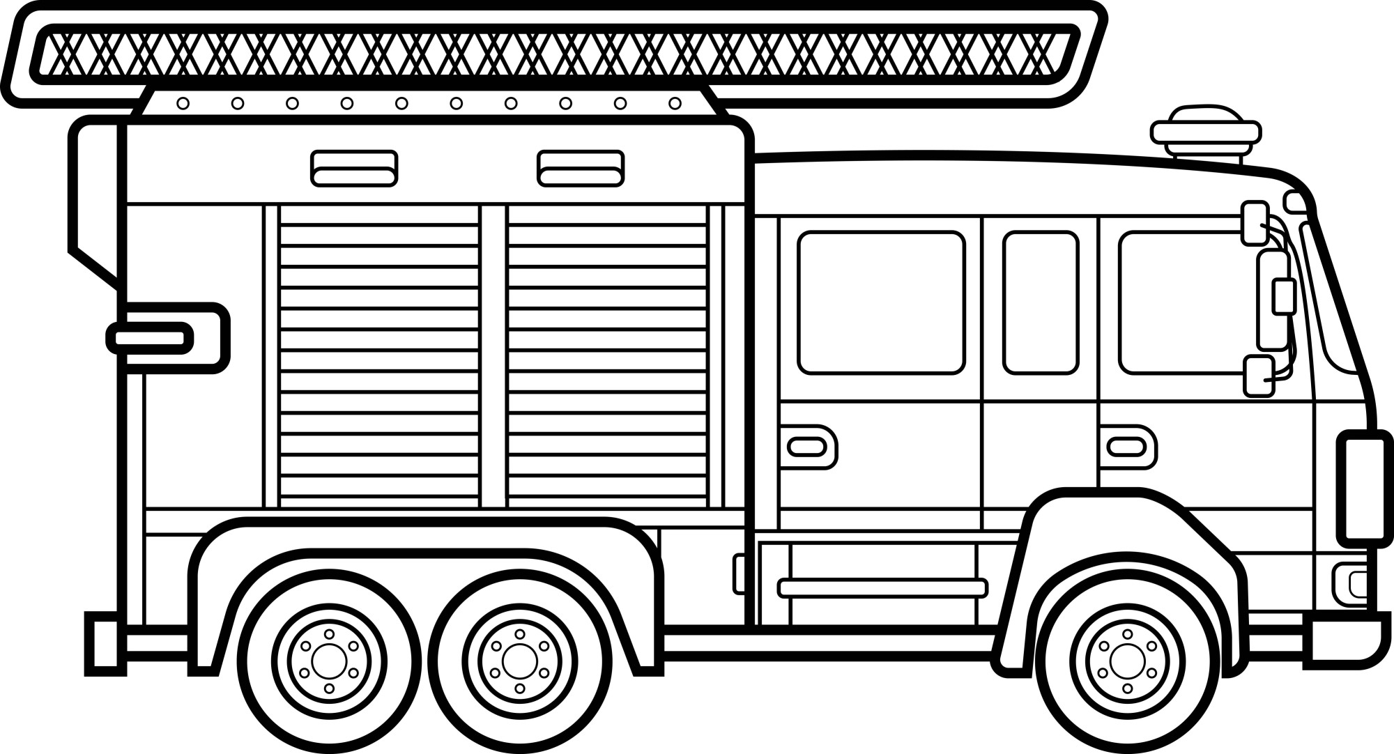 Раскраска для детей: пожарно-спасательный автомобиль