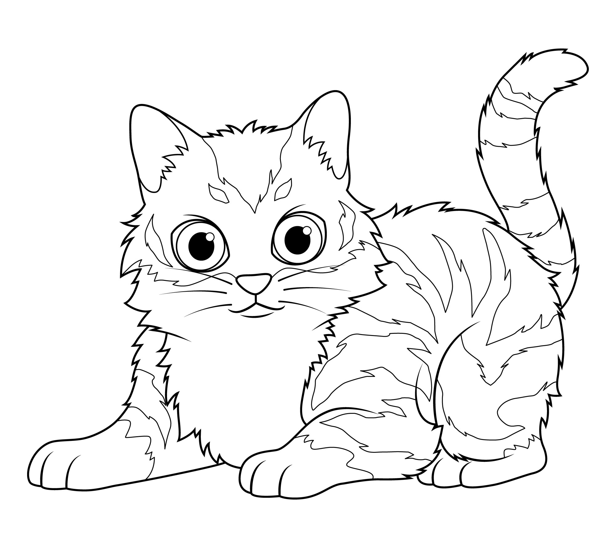 Раскраска для детей: котенок мейн-кун