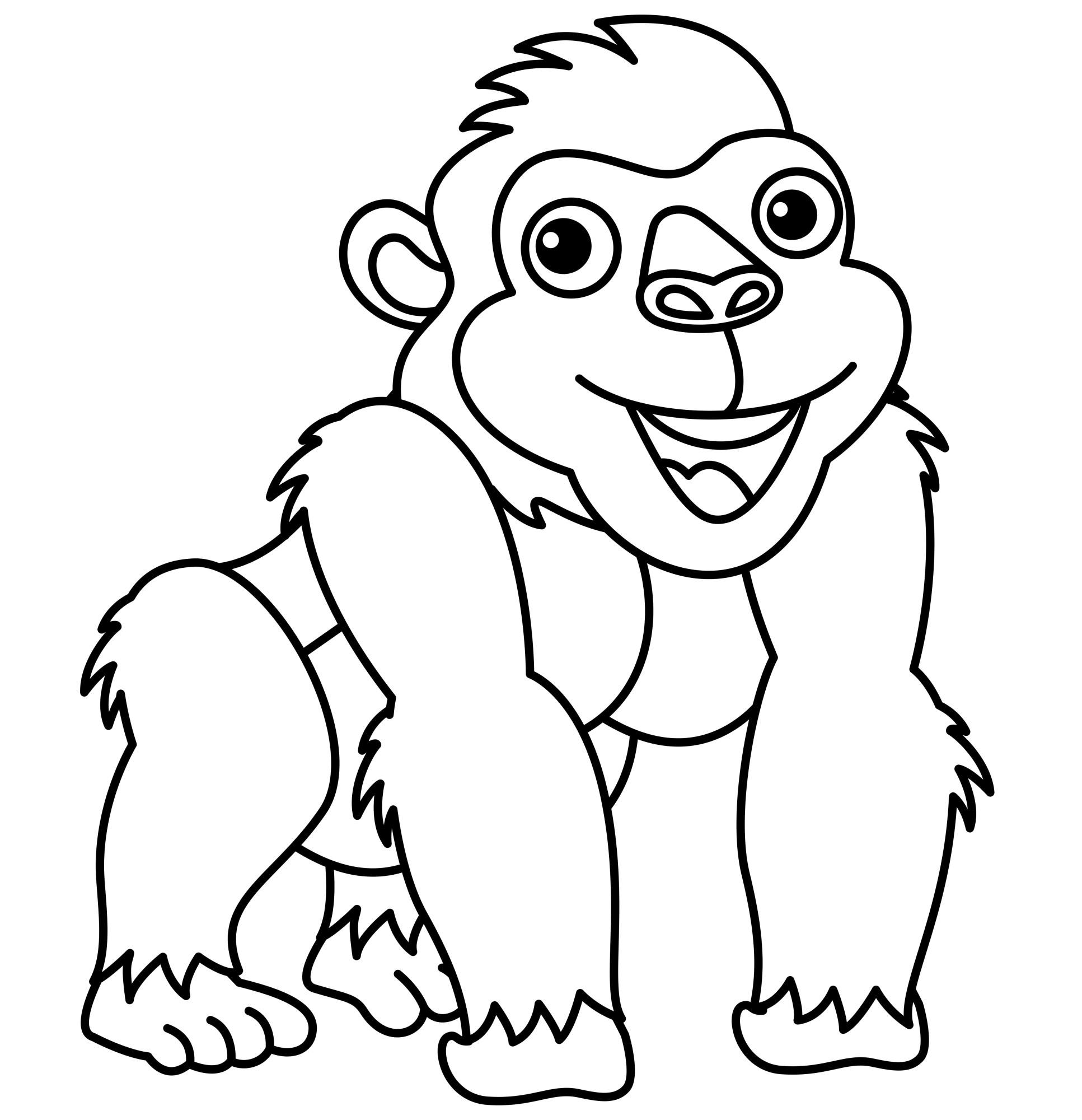 Раскраска для детей: обезьяна горилла