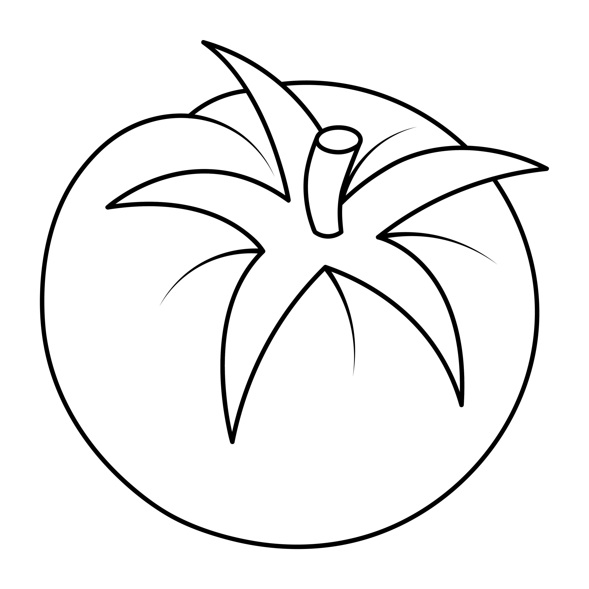 Раскраска для детей: свежий помидор на ветке