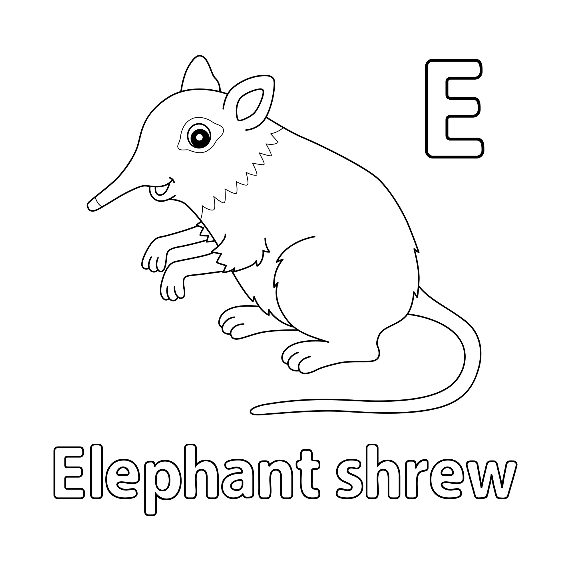 Раскраска для детей: буква E английского алфавита