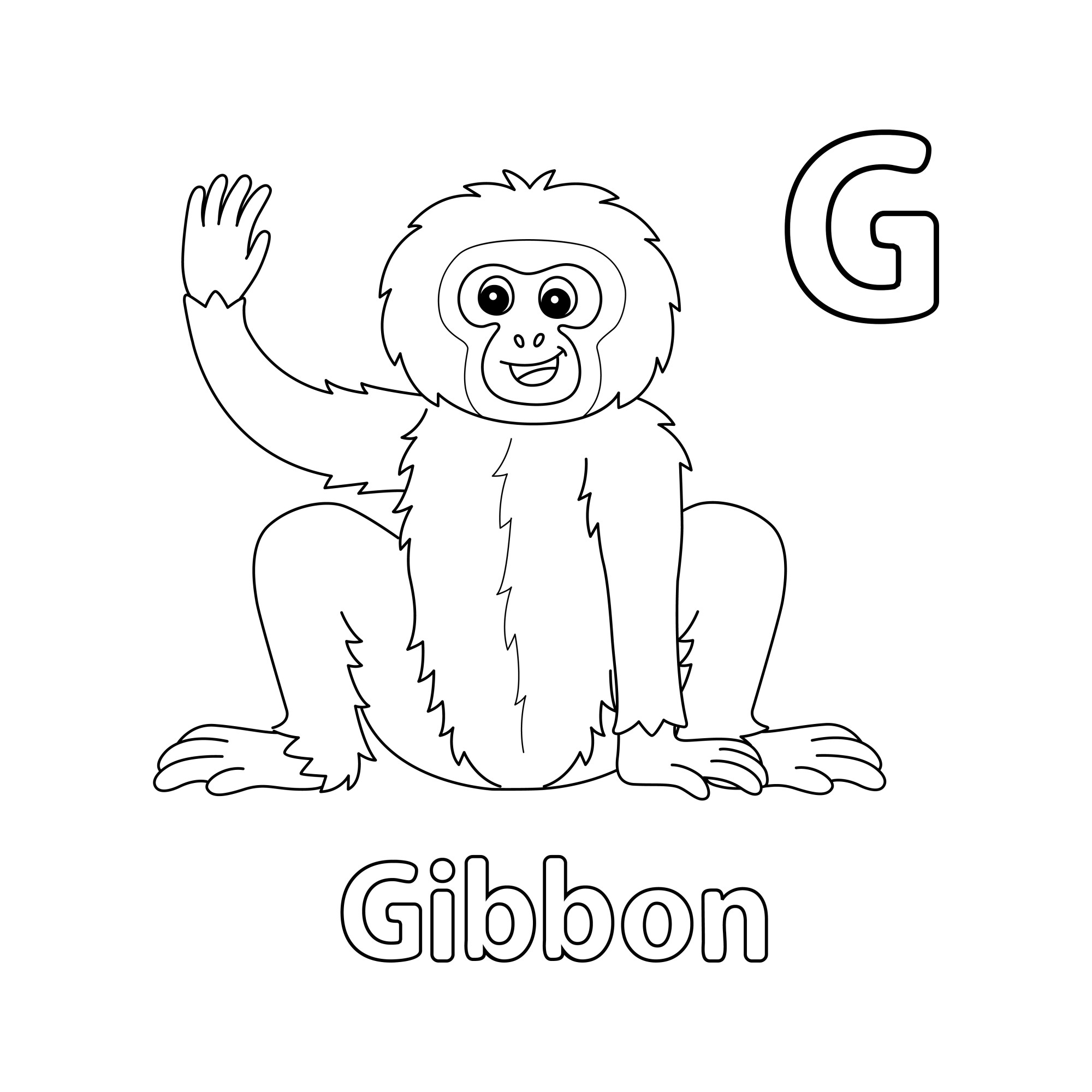 Раскраска для детей: буква G английского алфавита