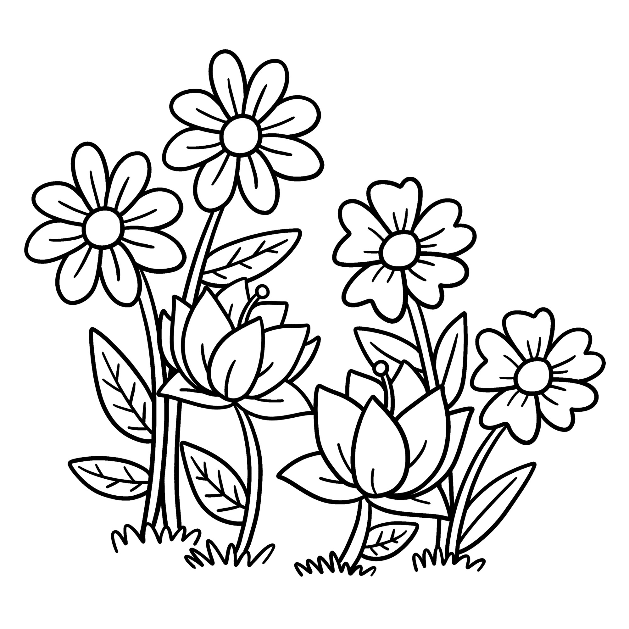 Раскраска для детей: весенние цветы