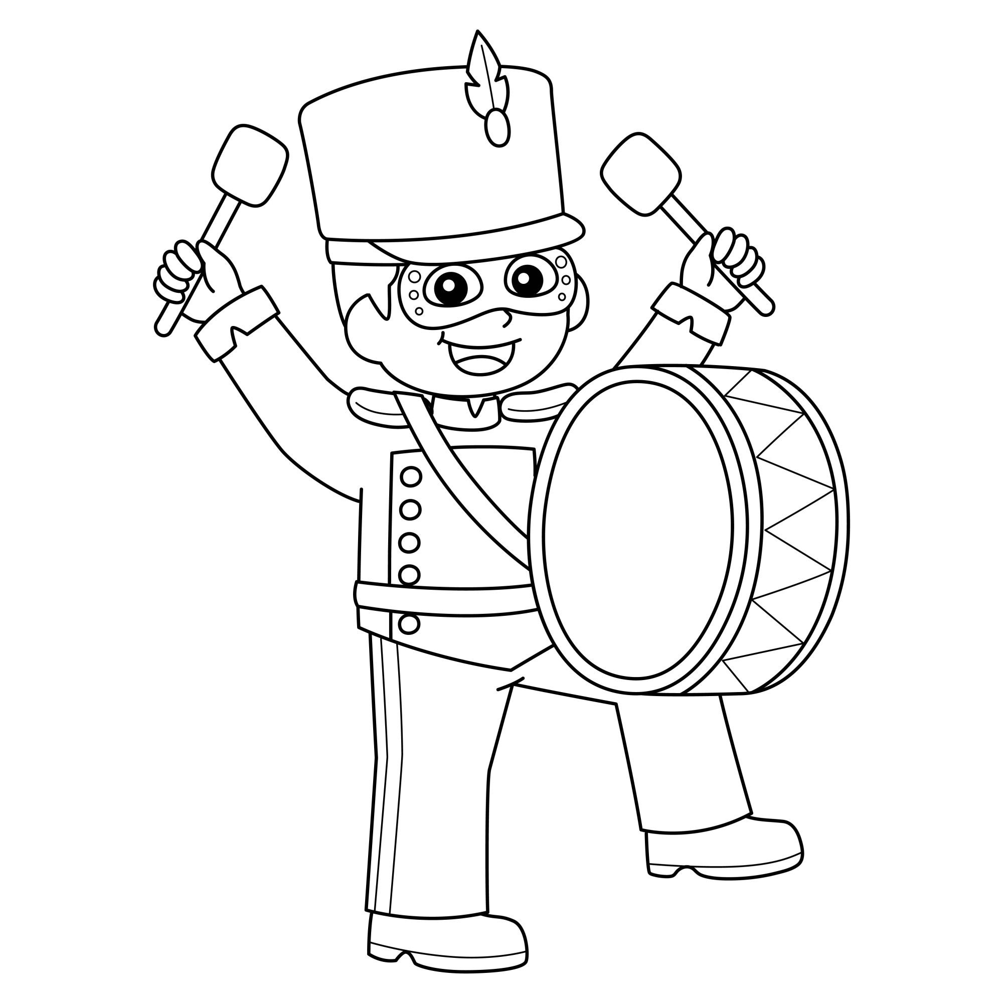 Раскраска для детей: игрушка солдатик с барабаном