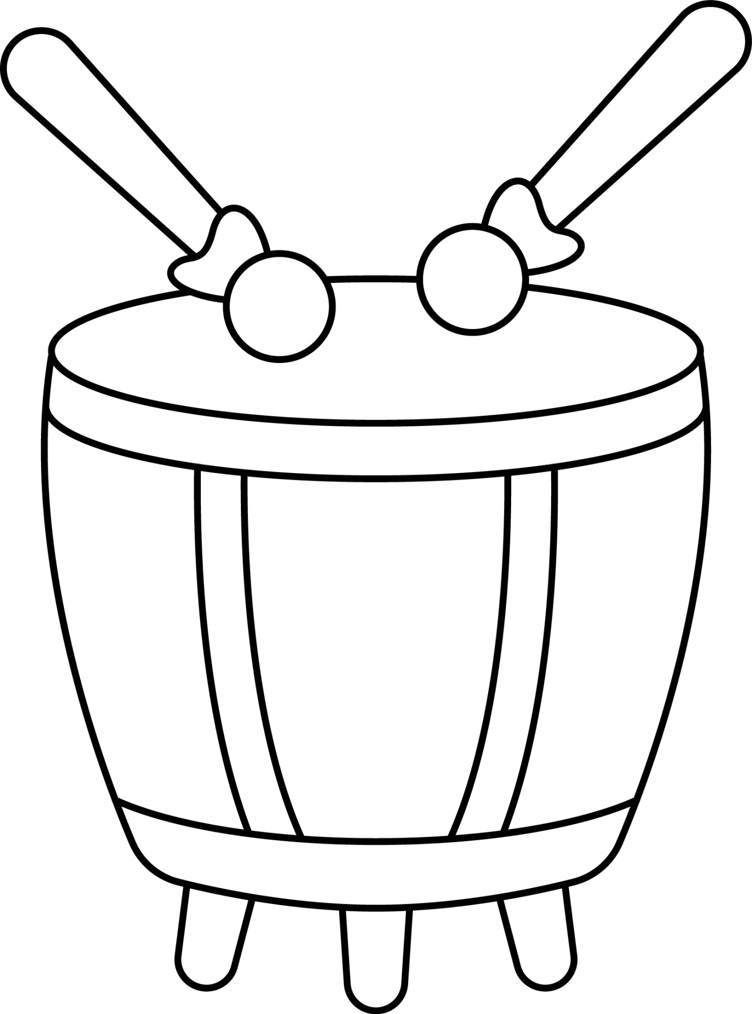 Раскраска для детей: игрушка китайский барабан с палочками