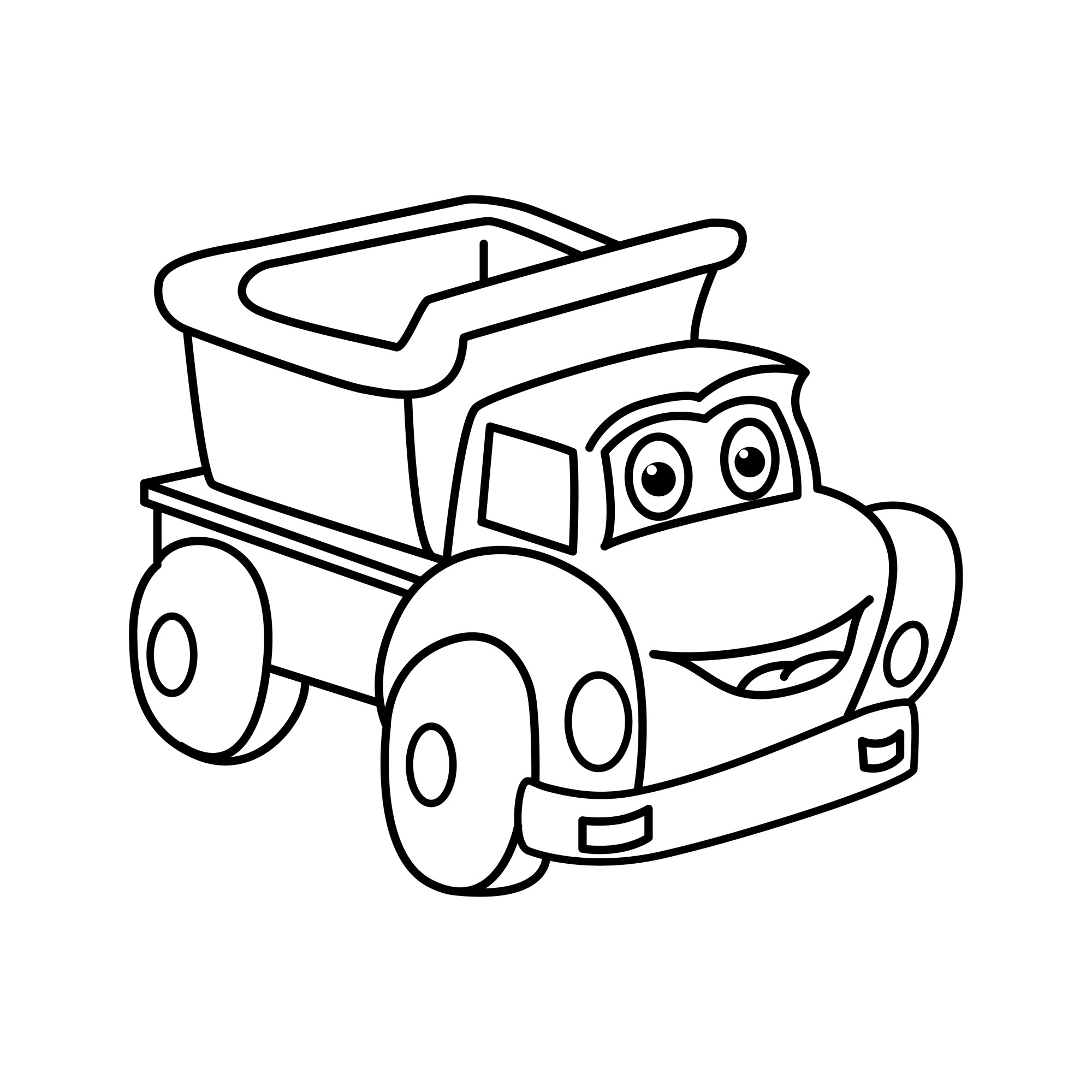 Раскраска для детей: игрушка грузовик с лицом