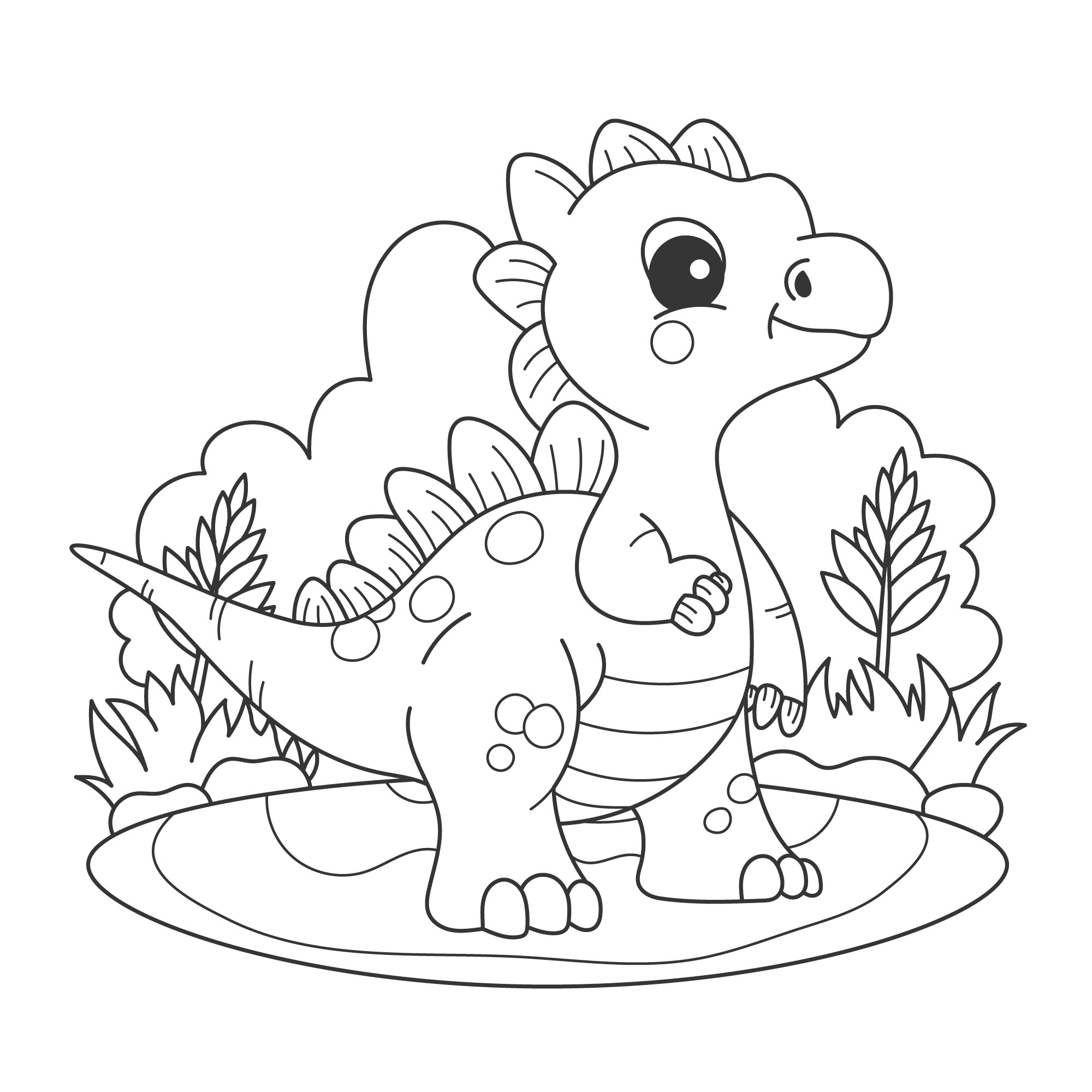 Раскраска для детей: симпатичный динозавр