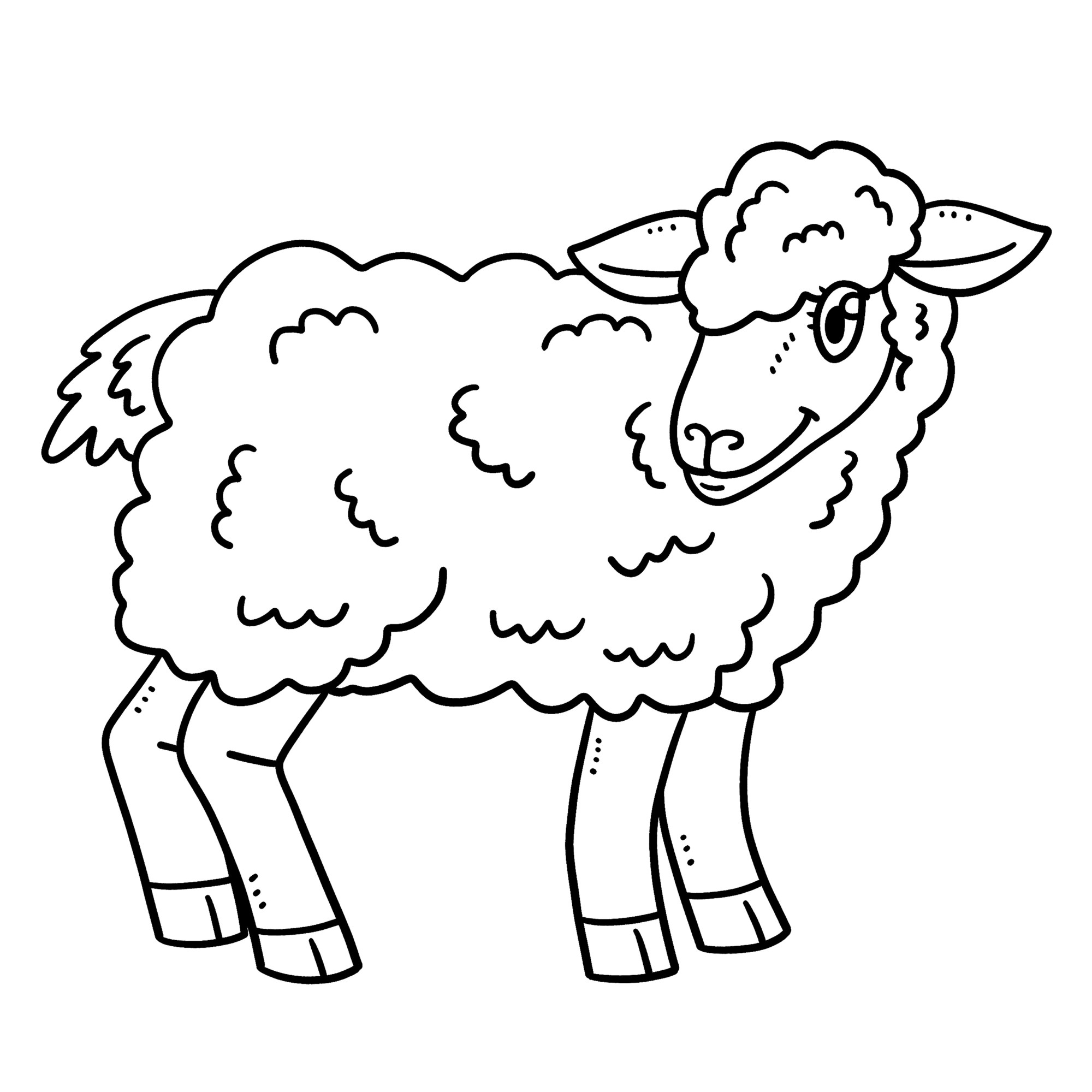 Раскраска для детей: овца с красивой мордочкой