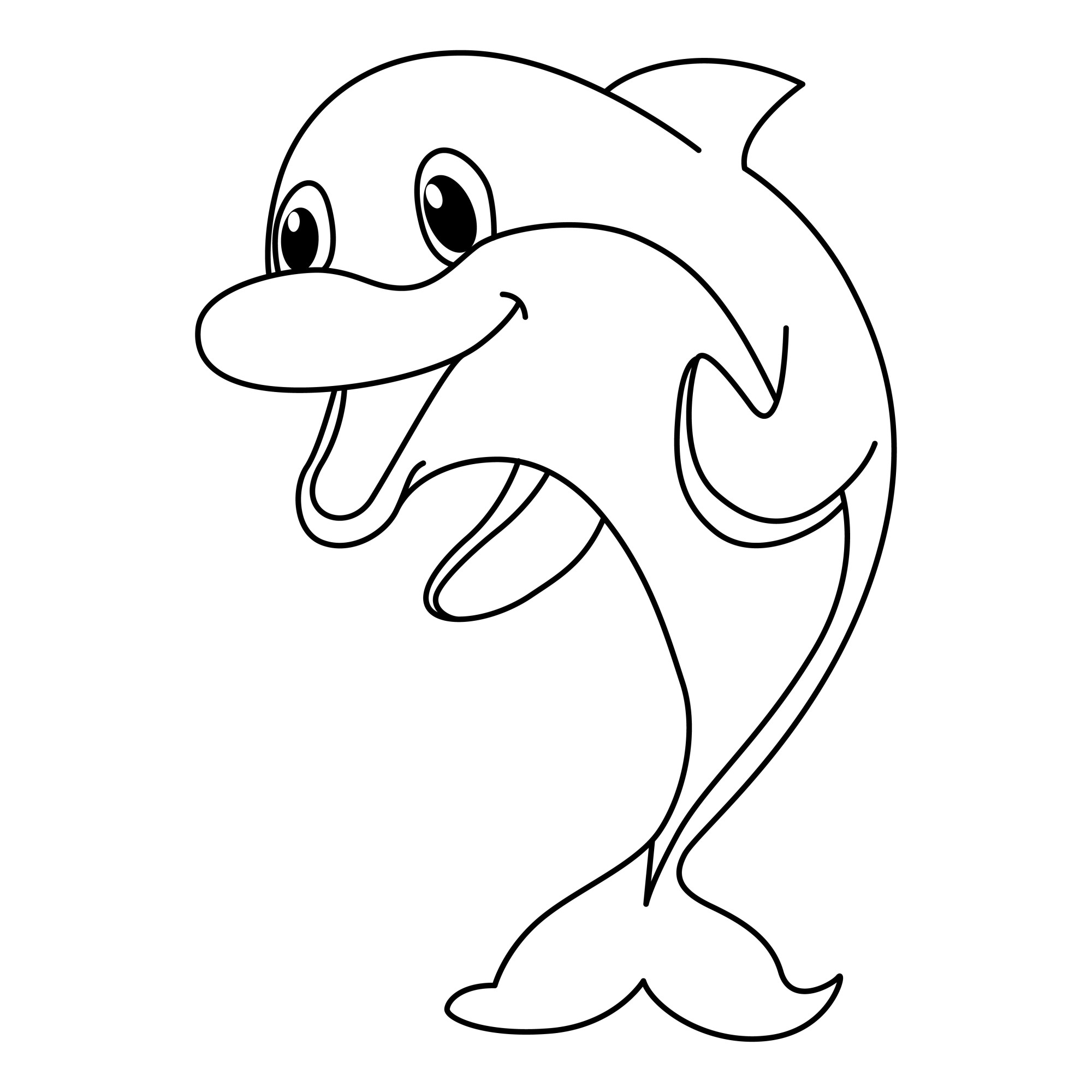 Раскраска для детей: веселый дельфин