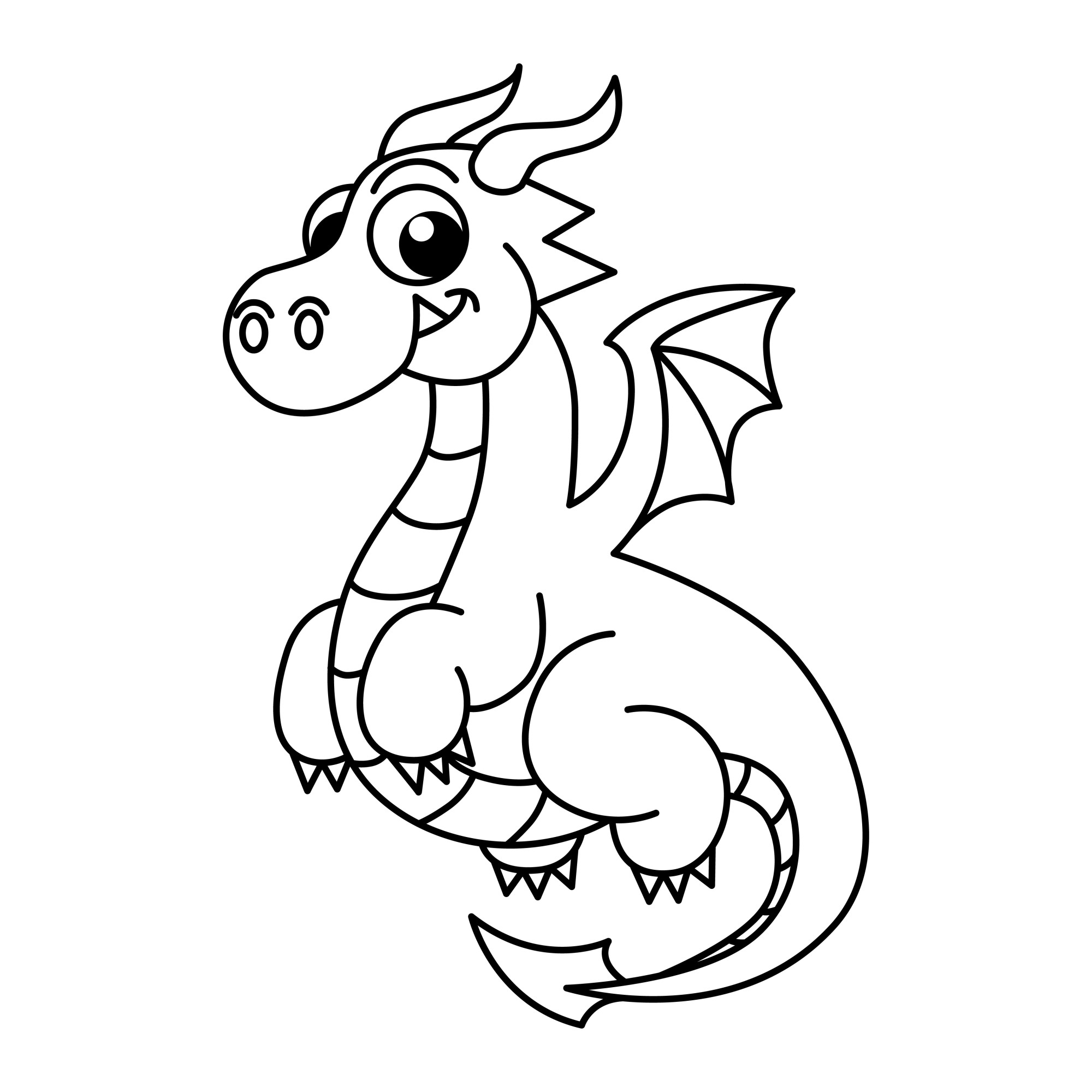 Раскраска для детей: симпатичный маленький дракон