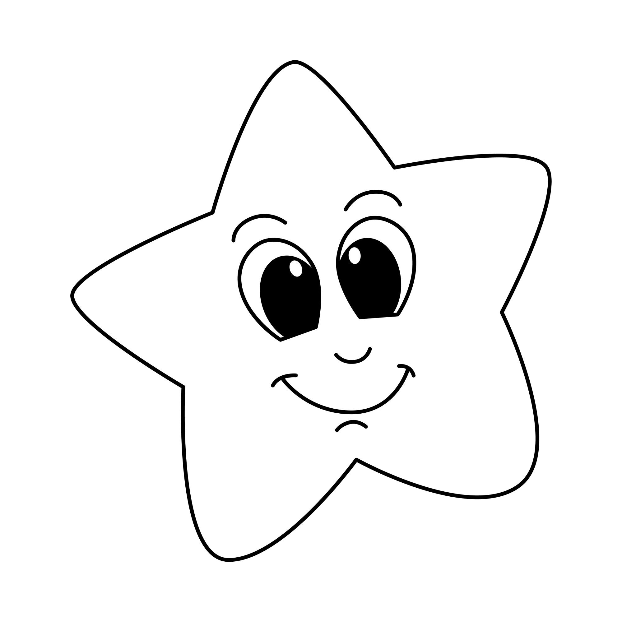 Раскраска для детей: радостный смайлик звездочка