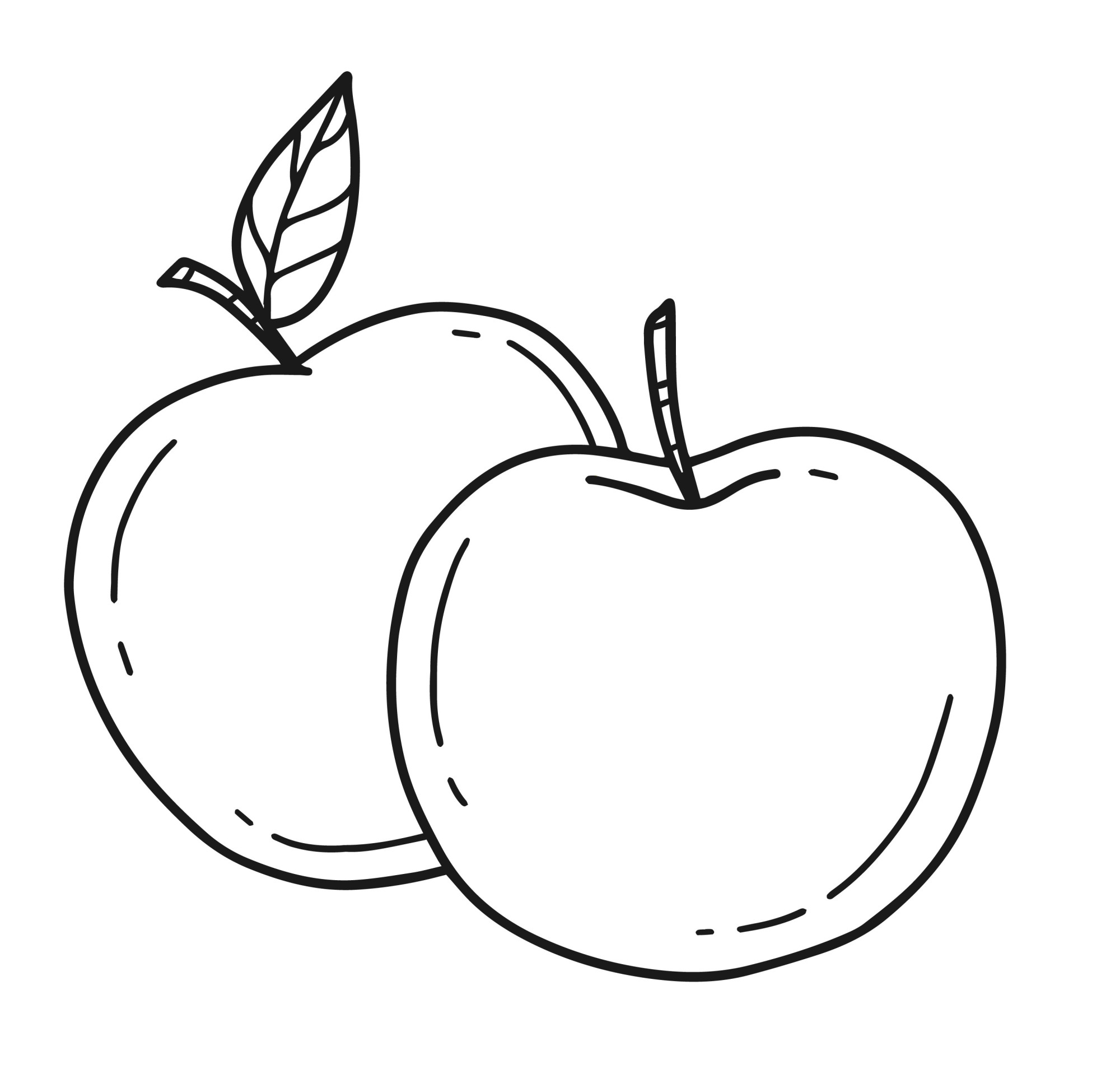 Раскраска для детей: желтые и красные яблоки