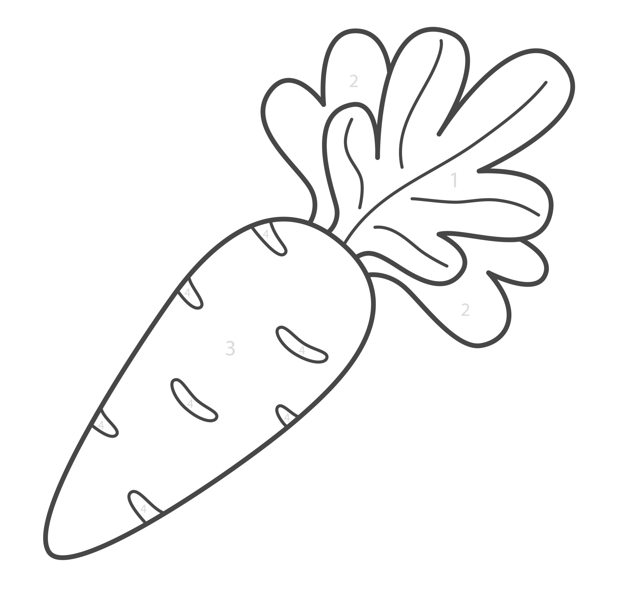 Раскраска для детей: свежая морковь с ботвой