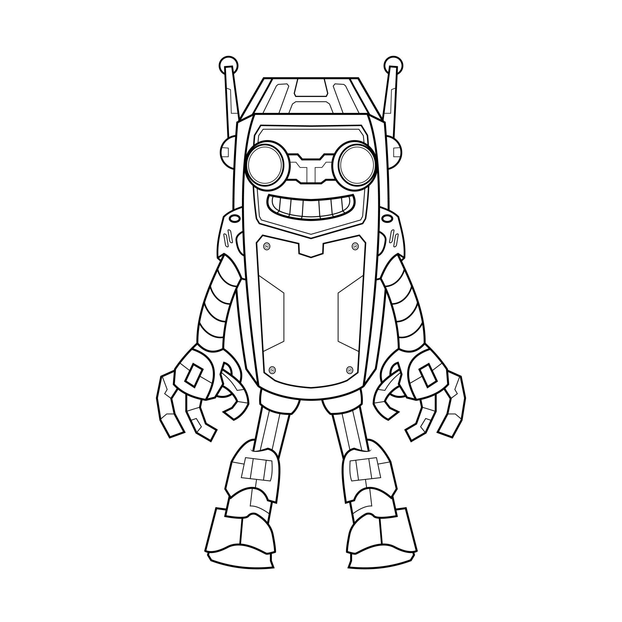 Раскраска для детей: милый робот андроид