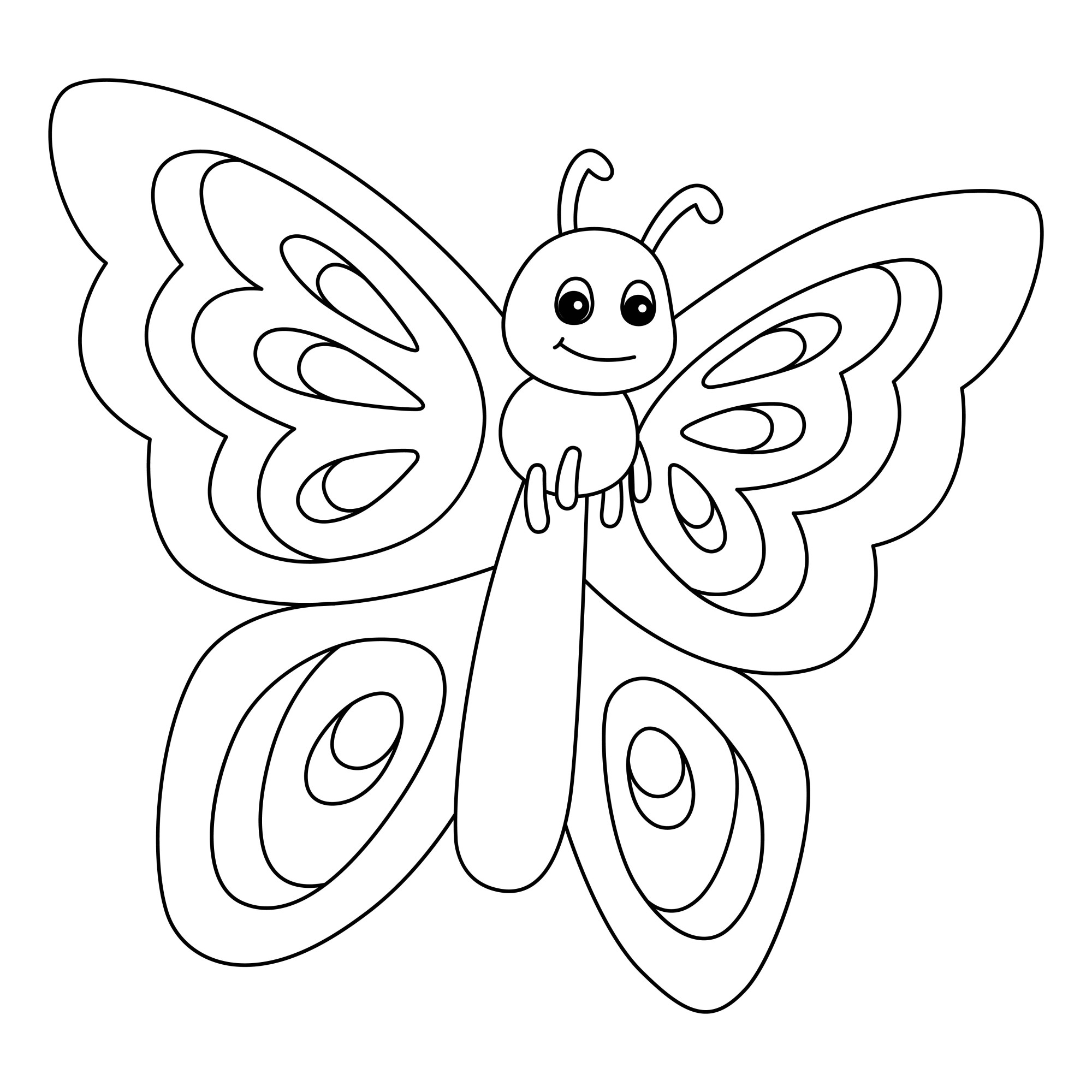 Раскраска для детей: волшебная маленькая бабочка