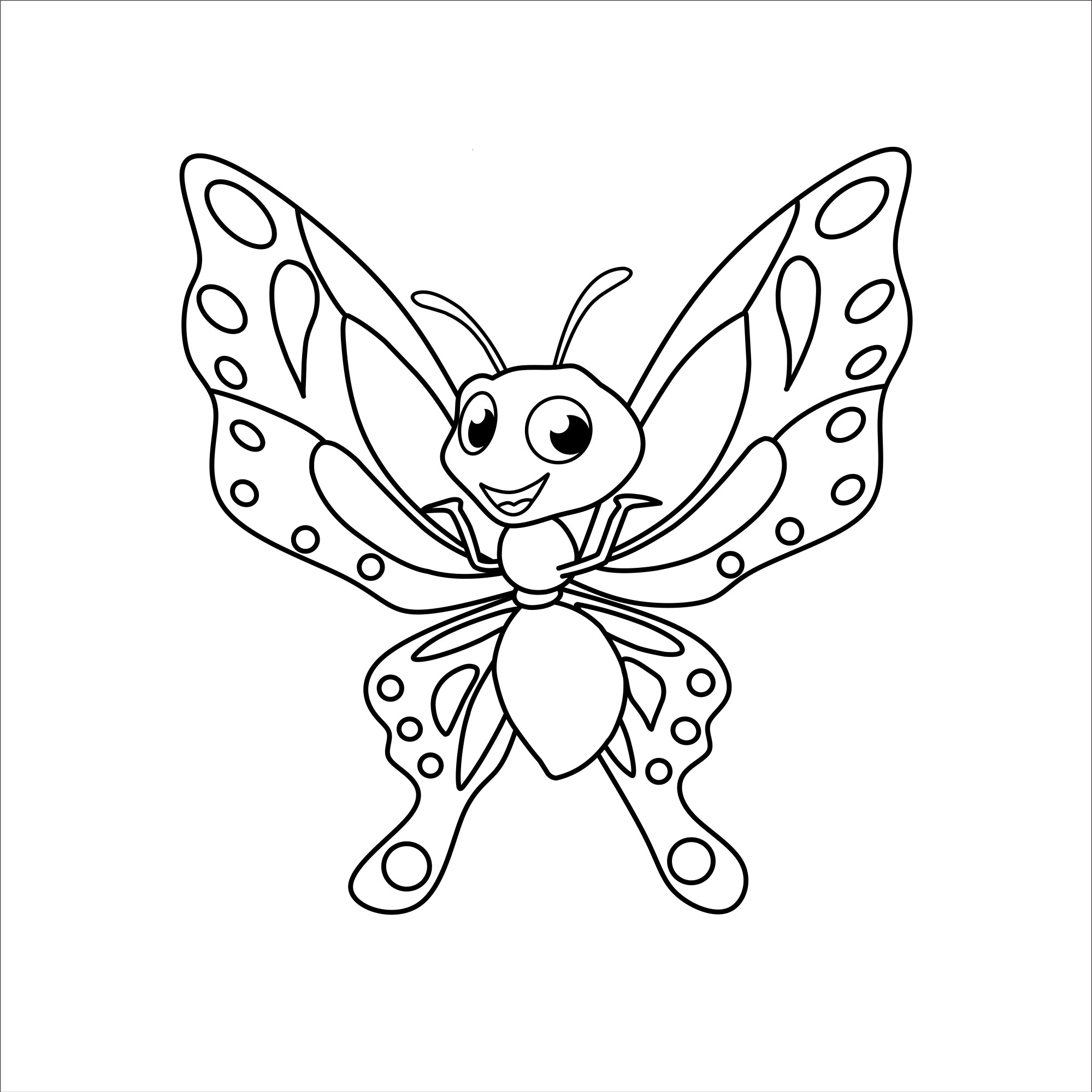 Раскраска для детей: красотка бабочка