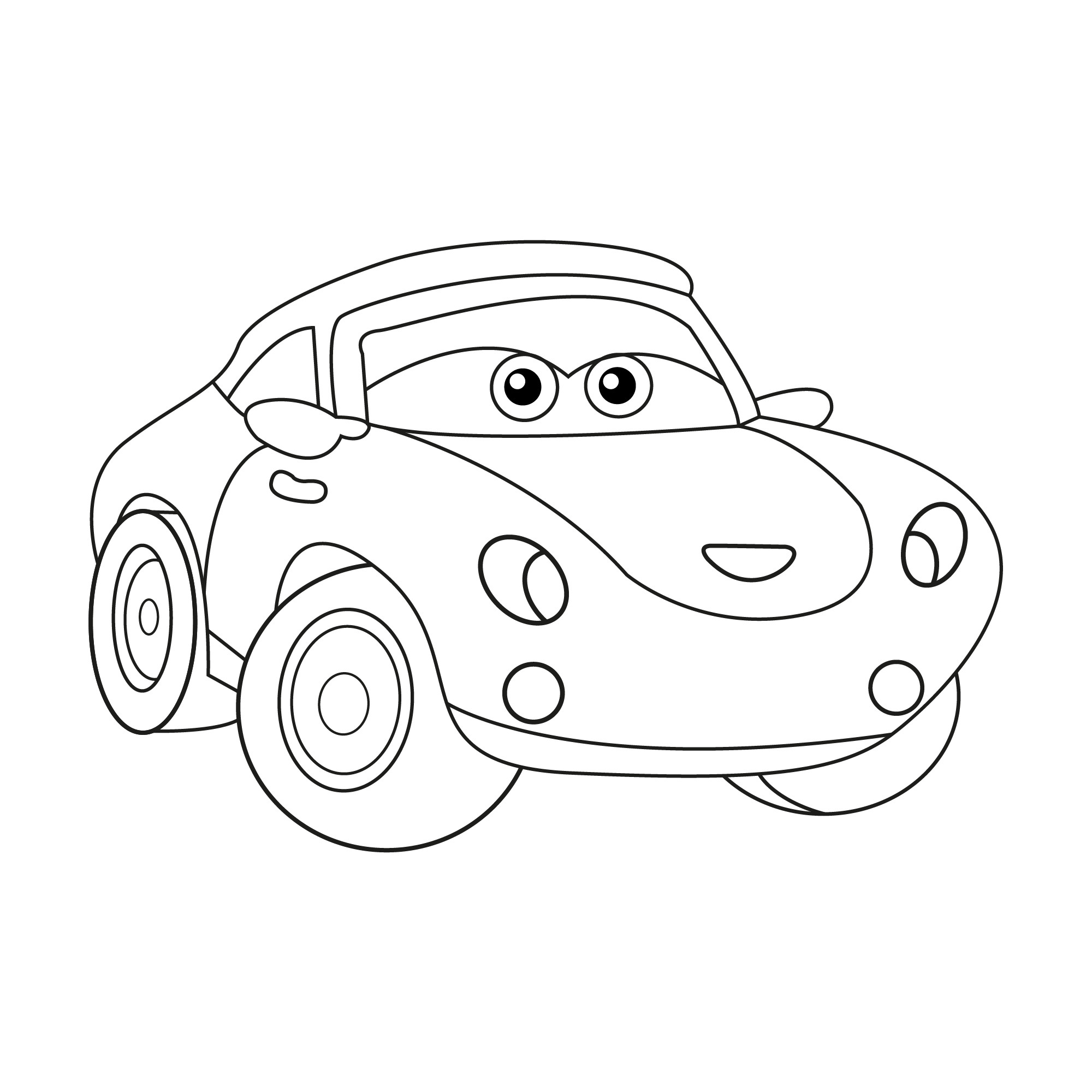 Раскраска для детей: игрушка гоночный автомобиль с глазами