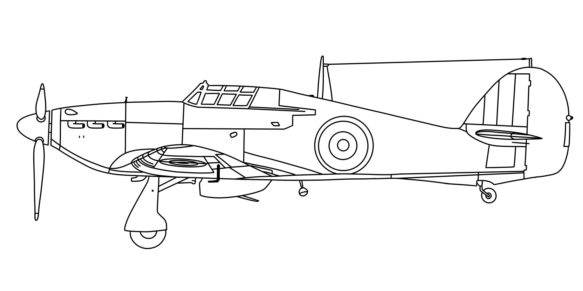 Раскраска для детей: самолет «Боевая эскадрилья»