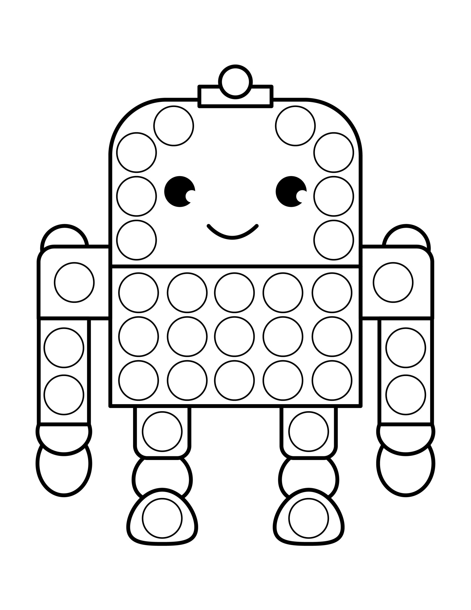 Раскраска для детей: игрушка робот Поп-ит