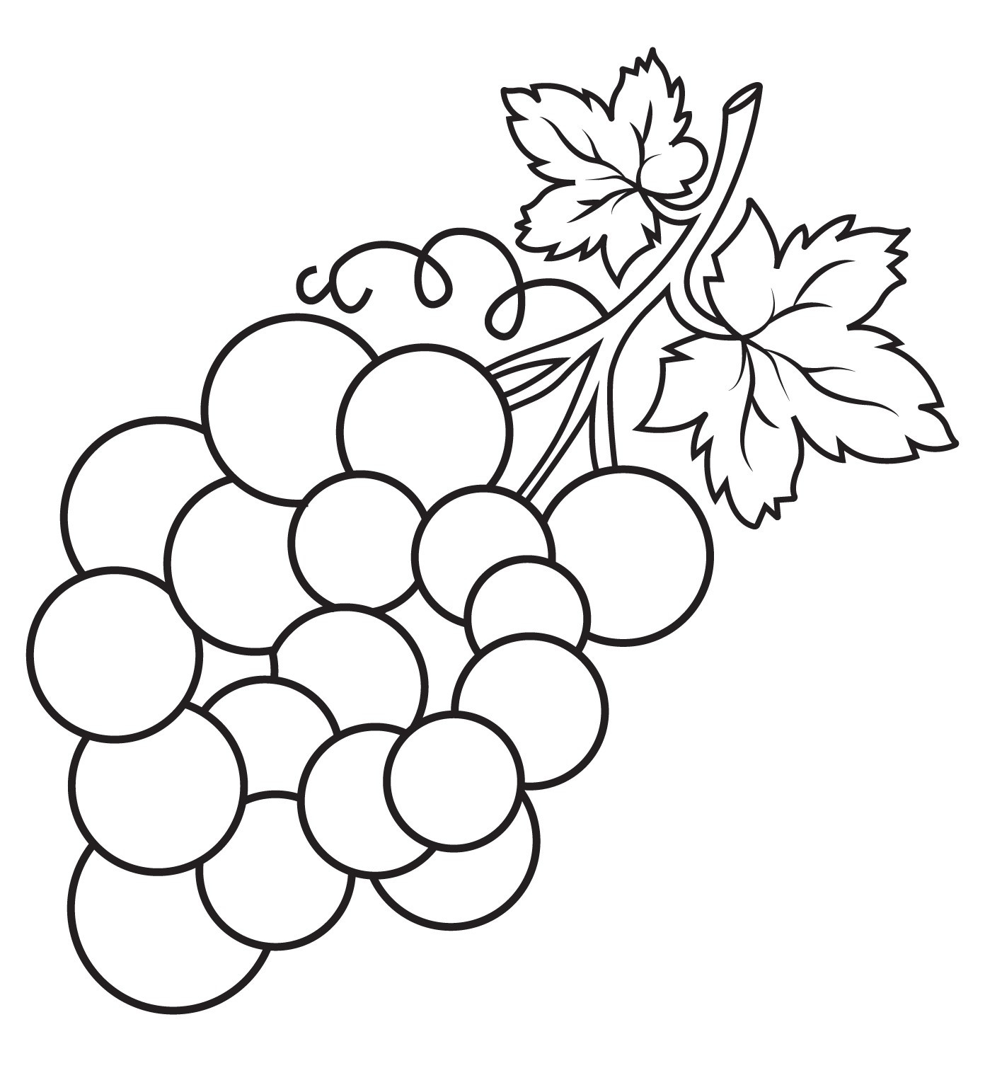 Раскраска для детей: ветка винограда с листьями