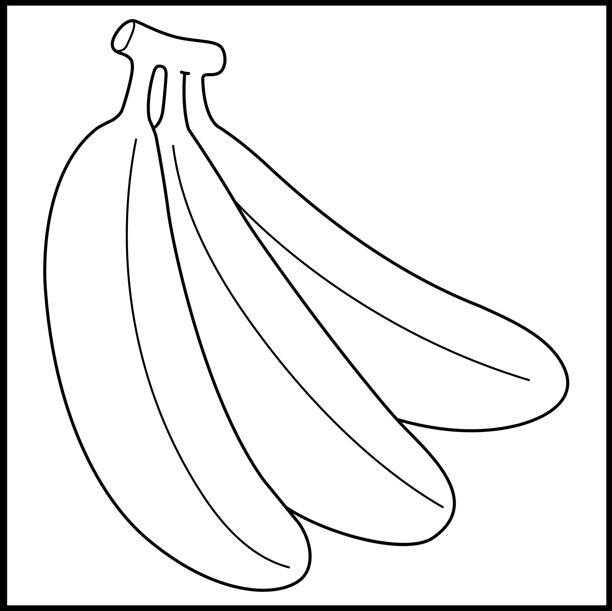 Раскраска для детей: три банана на ветке