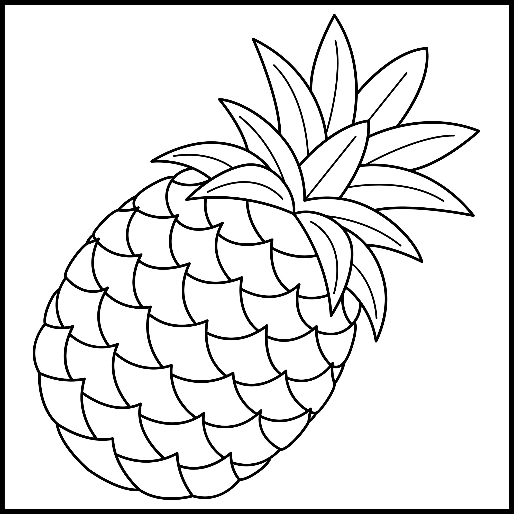 Раскраска для детей: тропический фрукт ананас