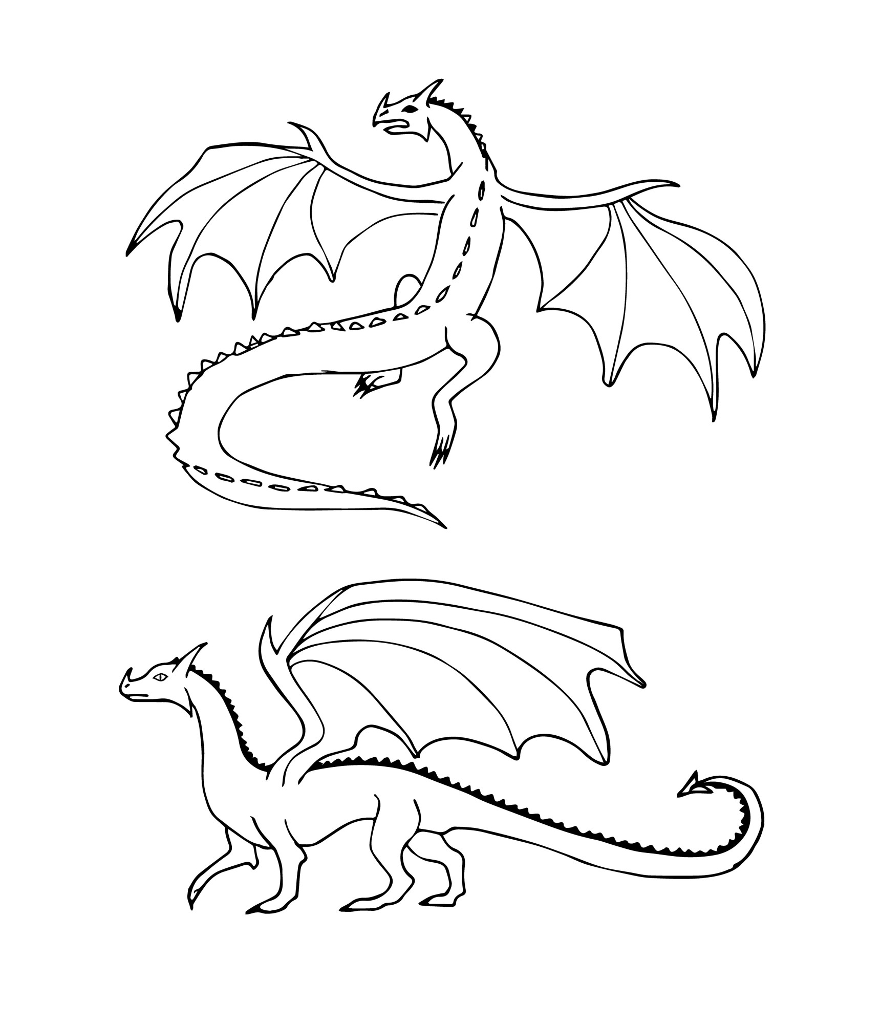 Раскраска для детей: летающий дракон