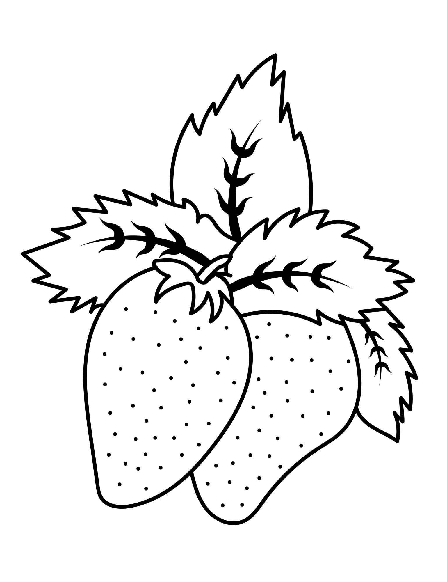 Раскраска для детей: ягода клубника с листьями