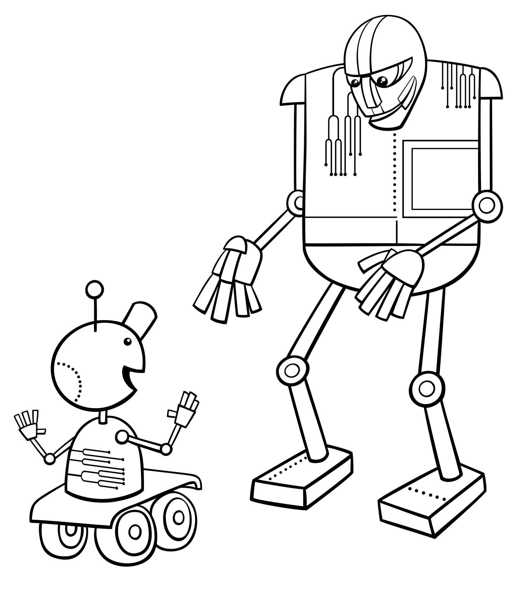 Раскраска для детей: роботы общаются