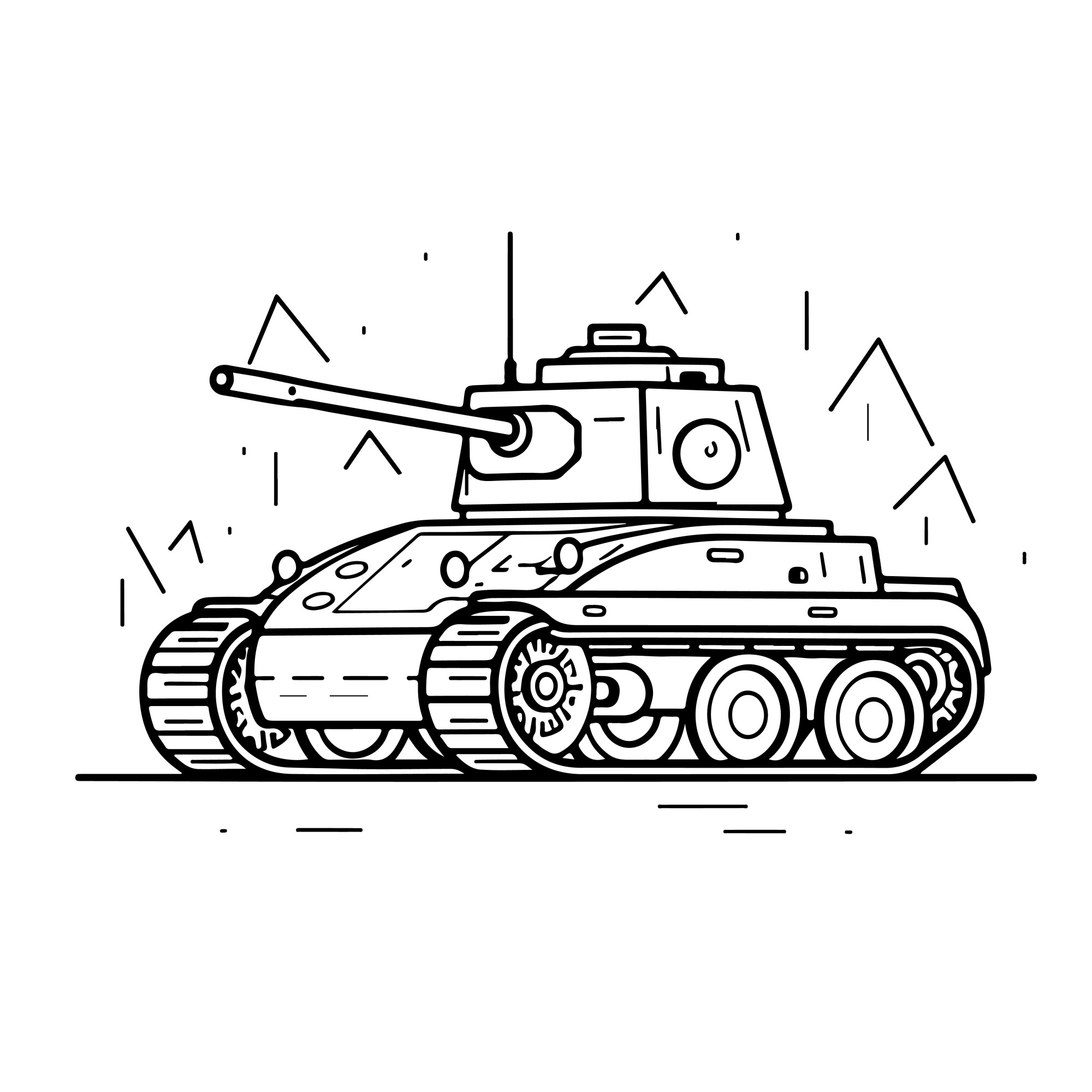 Раскраска для детей: танк-герой на задании